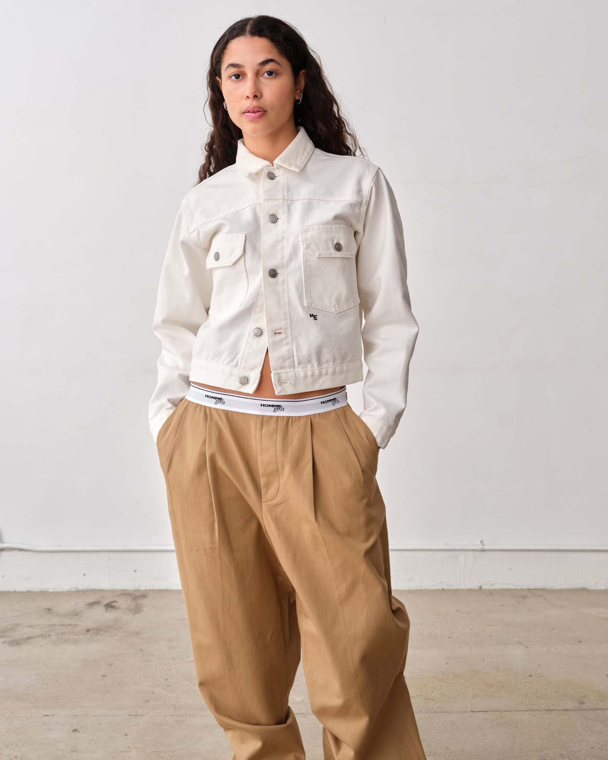 Pleated Elastic Waistband Pant in Khaki