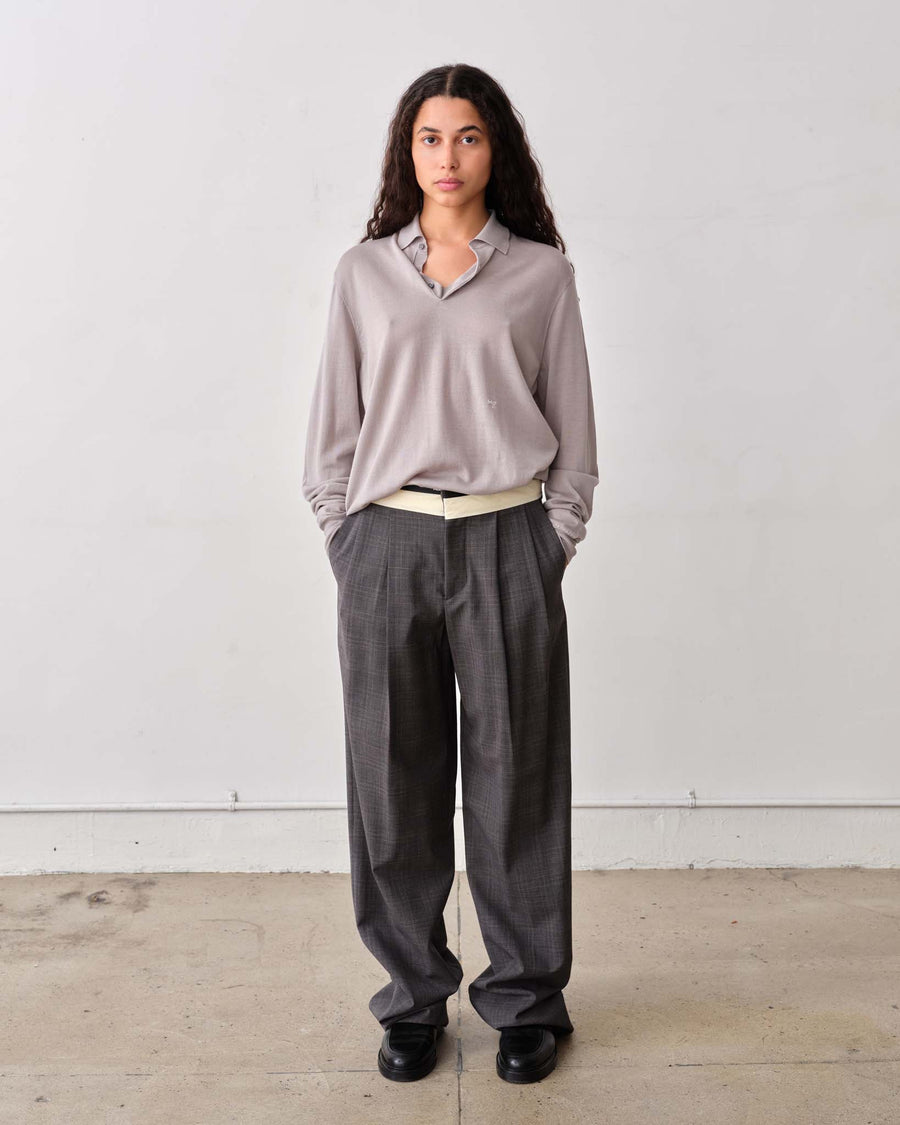 Knit Polo in Dove Grey