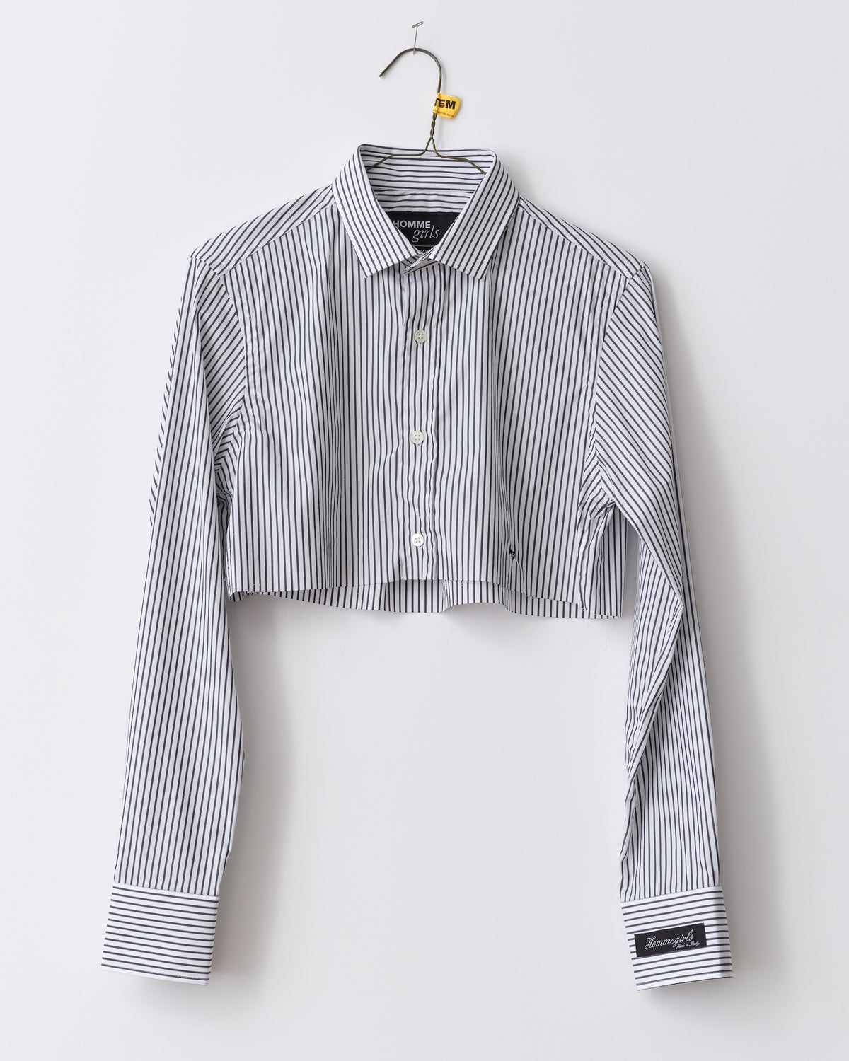 Super Cropped Shirt in Faded Black Stripe