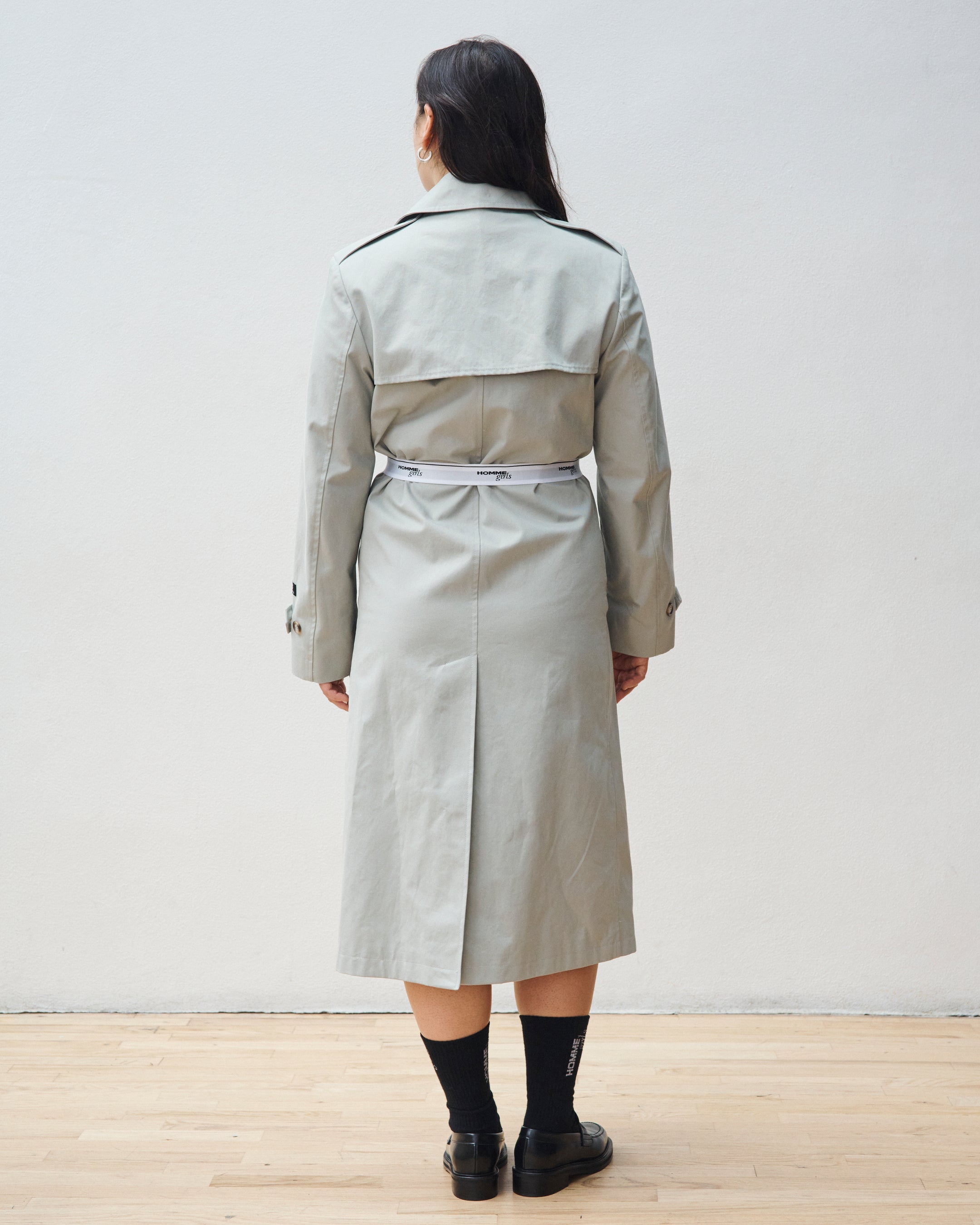 Elastic Logo Waist Trench Coat