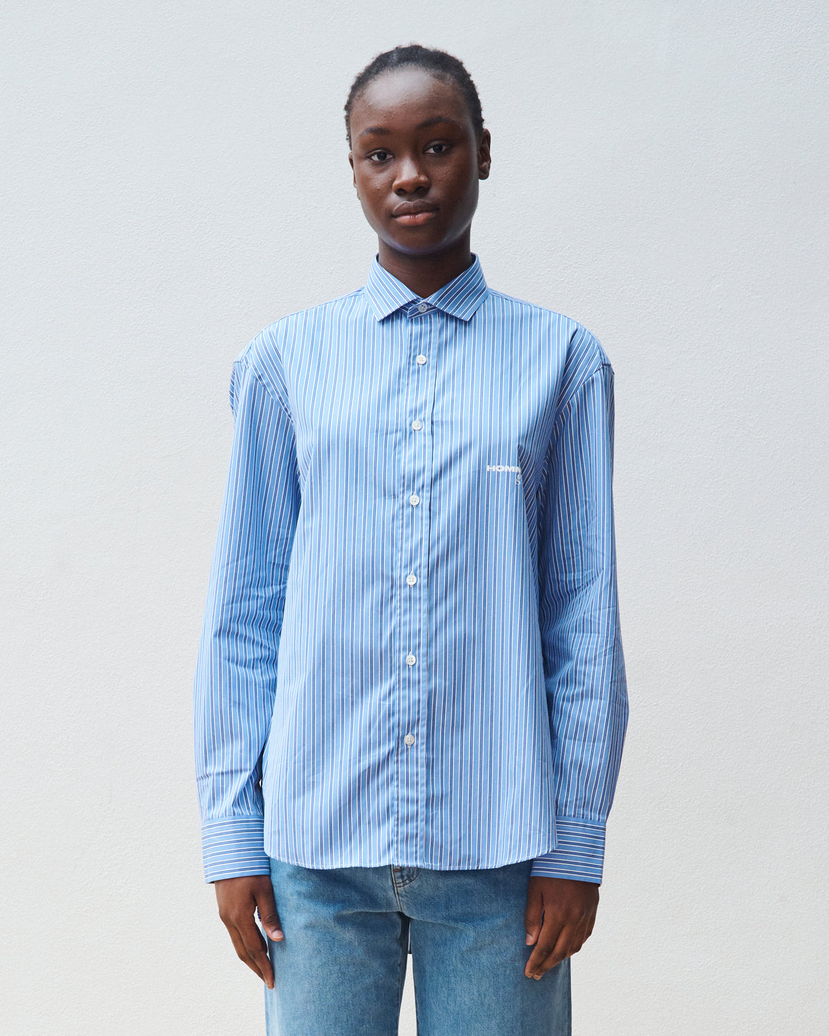 Oversized Shirt in Bold Blue Stripe