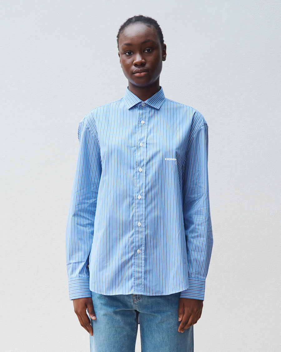 Oversized Shirt in Bold Blue Stripe