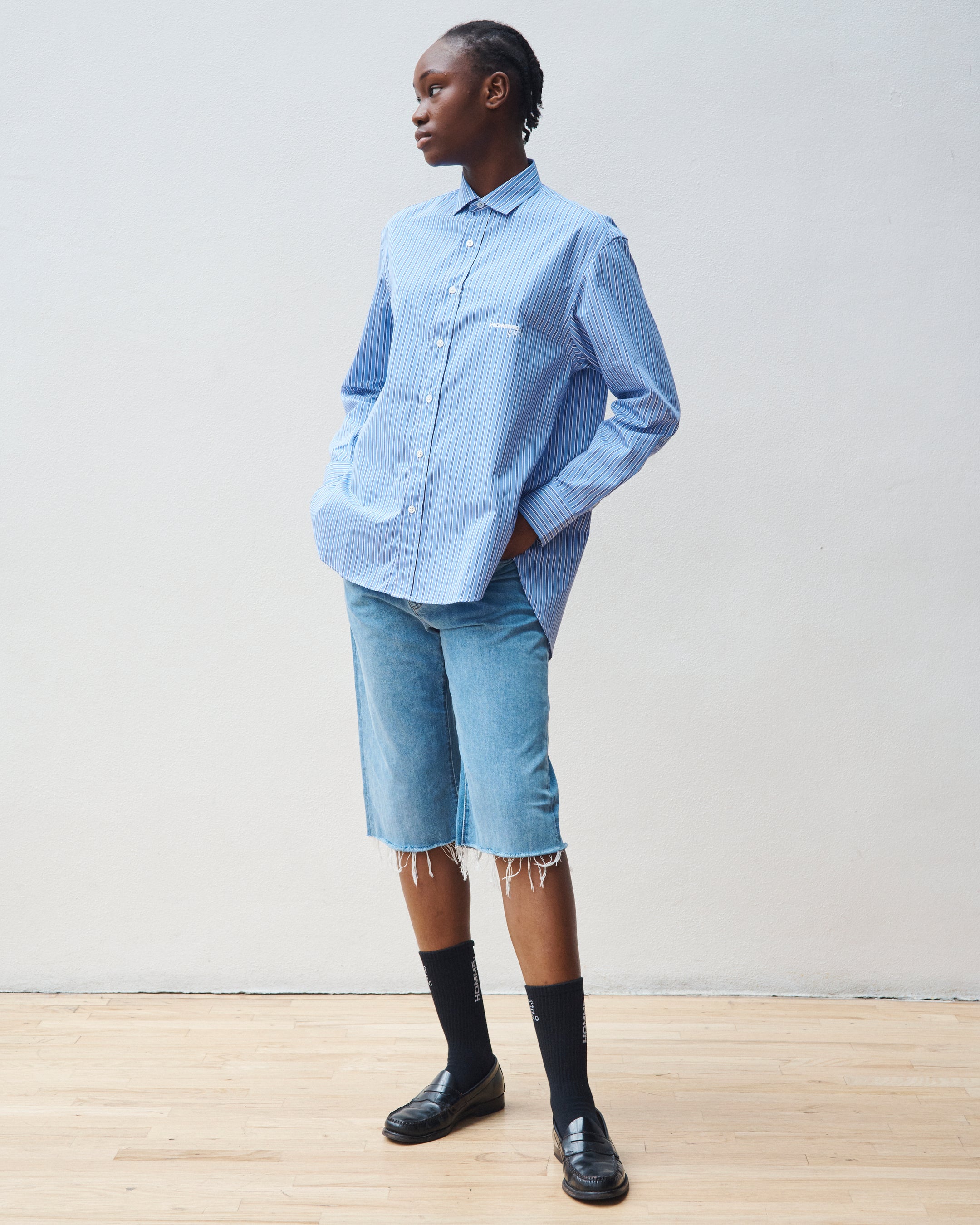 Oversized Shirt in Bold Blue Stripe