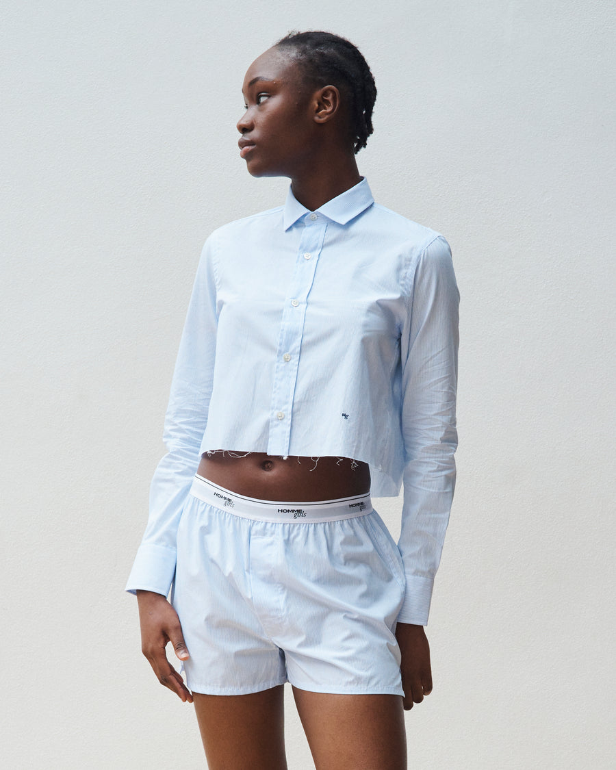 Cropped Shirt in Mini Stripe