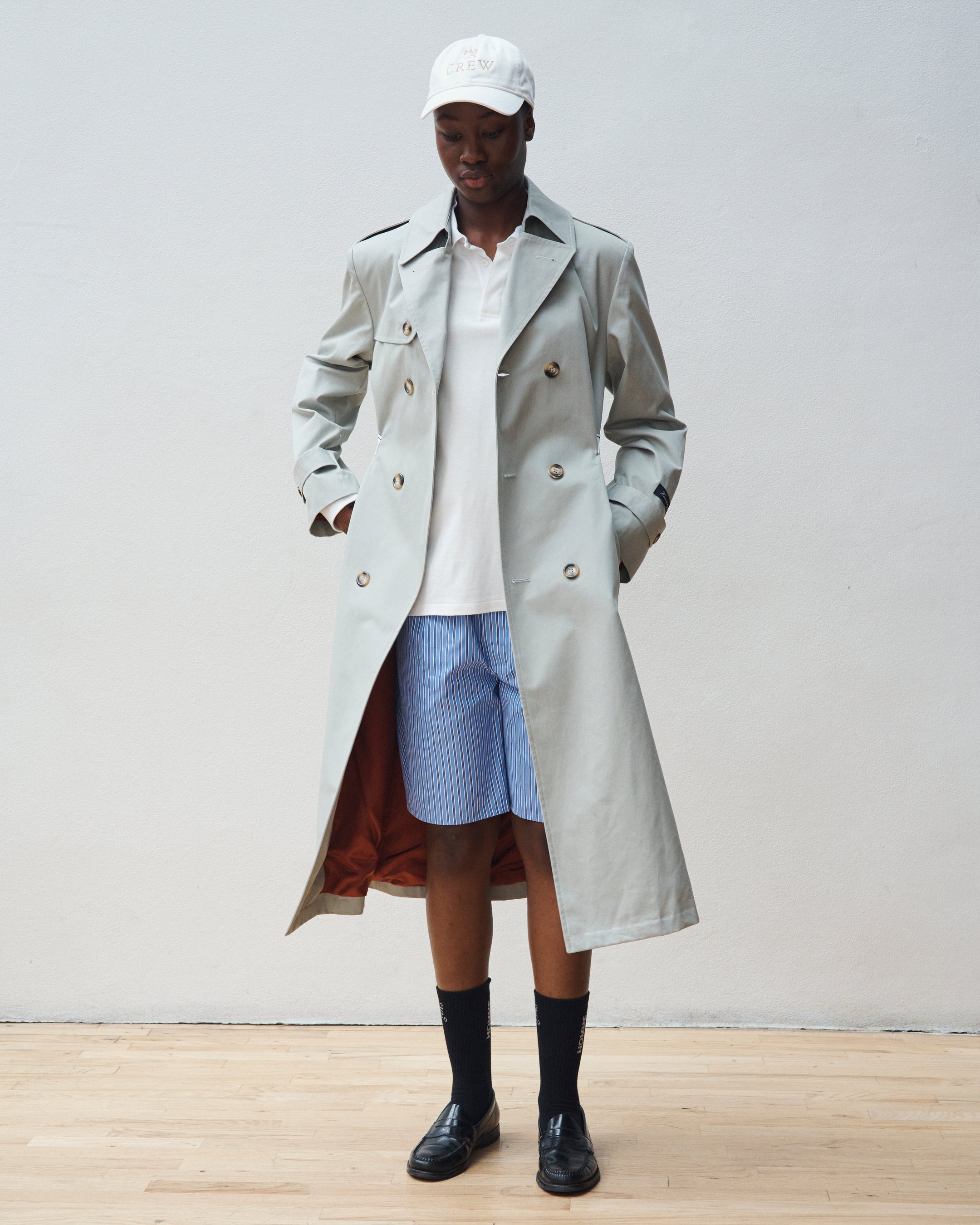 Elastic Logo Waist Trench Coat