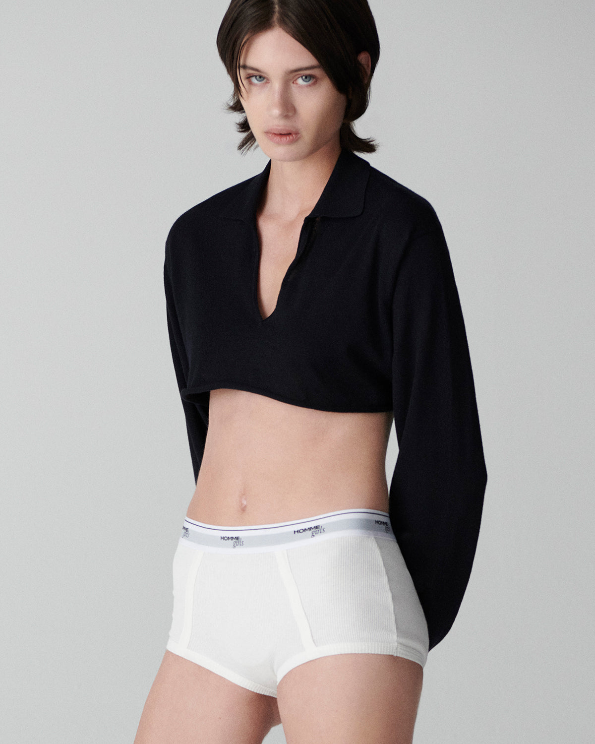 Ribbed Jersey Boy Brief in Off White