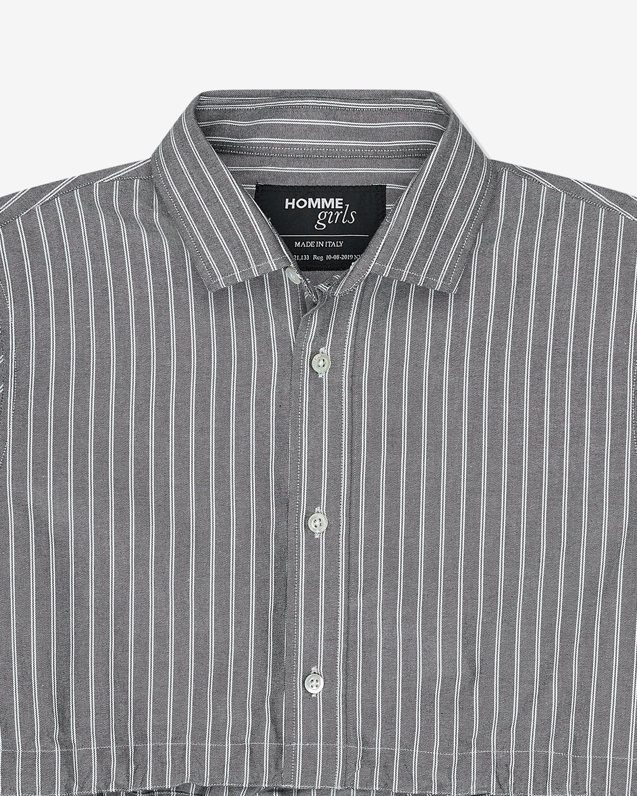 Cropped Tie Back Shirt in Oxford Grey Stripe