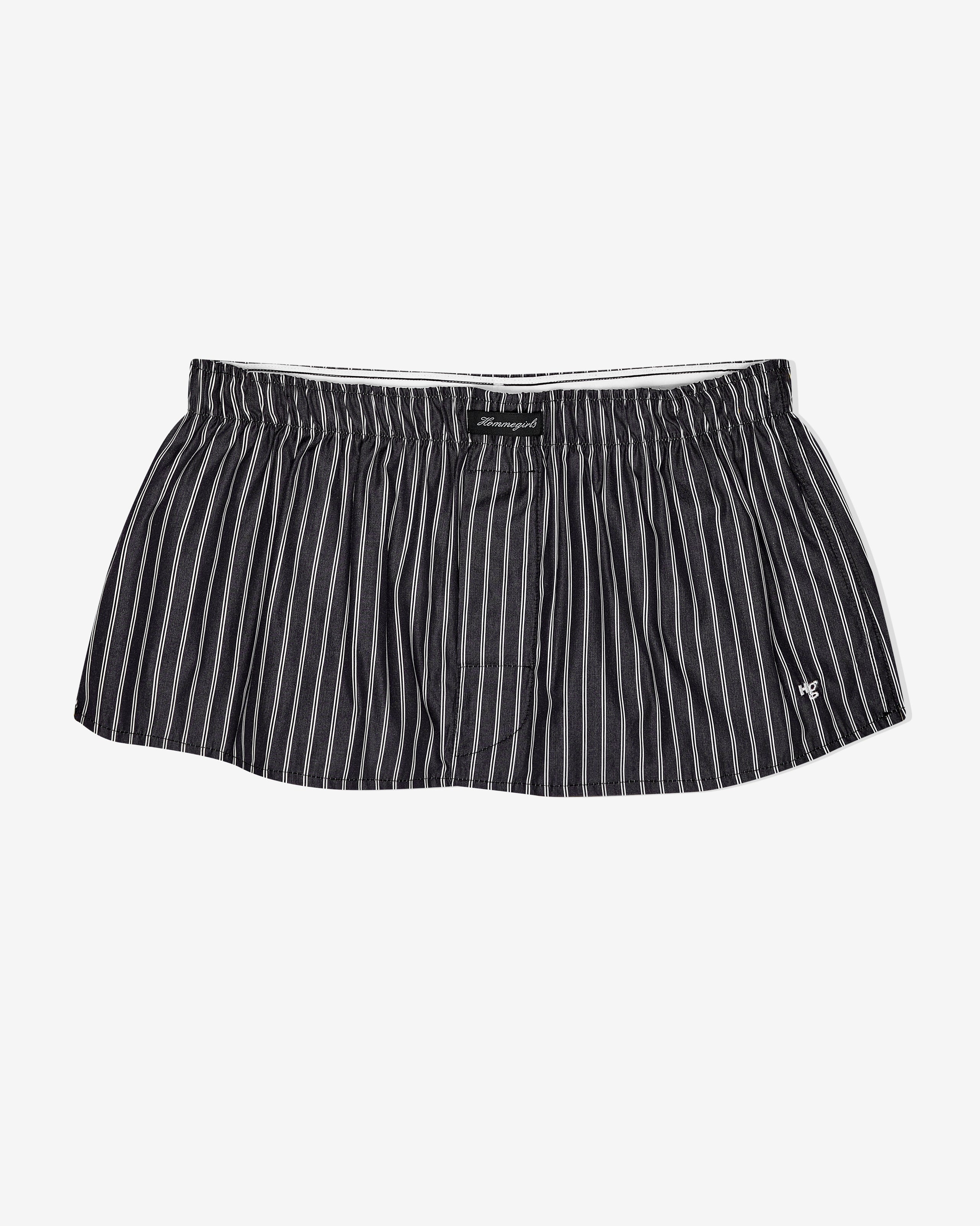 Mini Boxer Skirt / Bandeau Top in Black Stripe