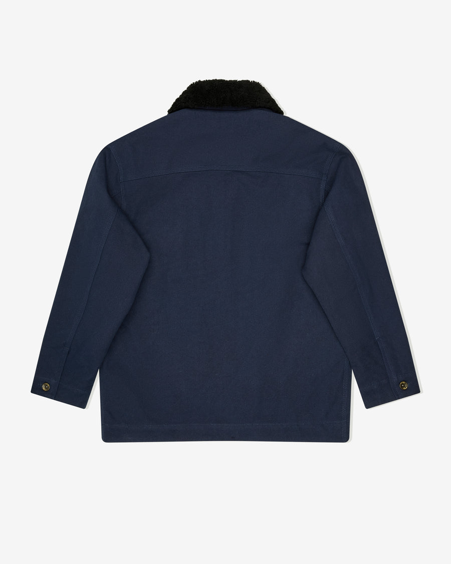 Shearling Collar Workwear Jacket in Dark Navy