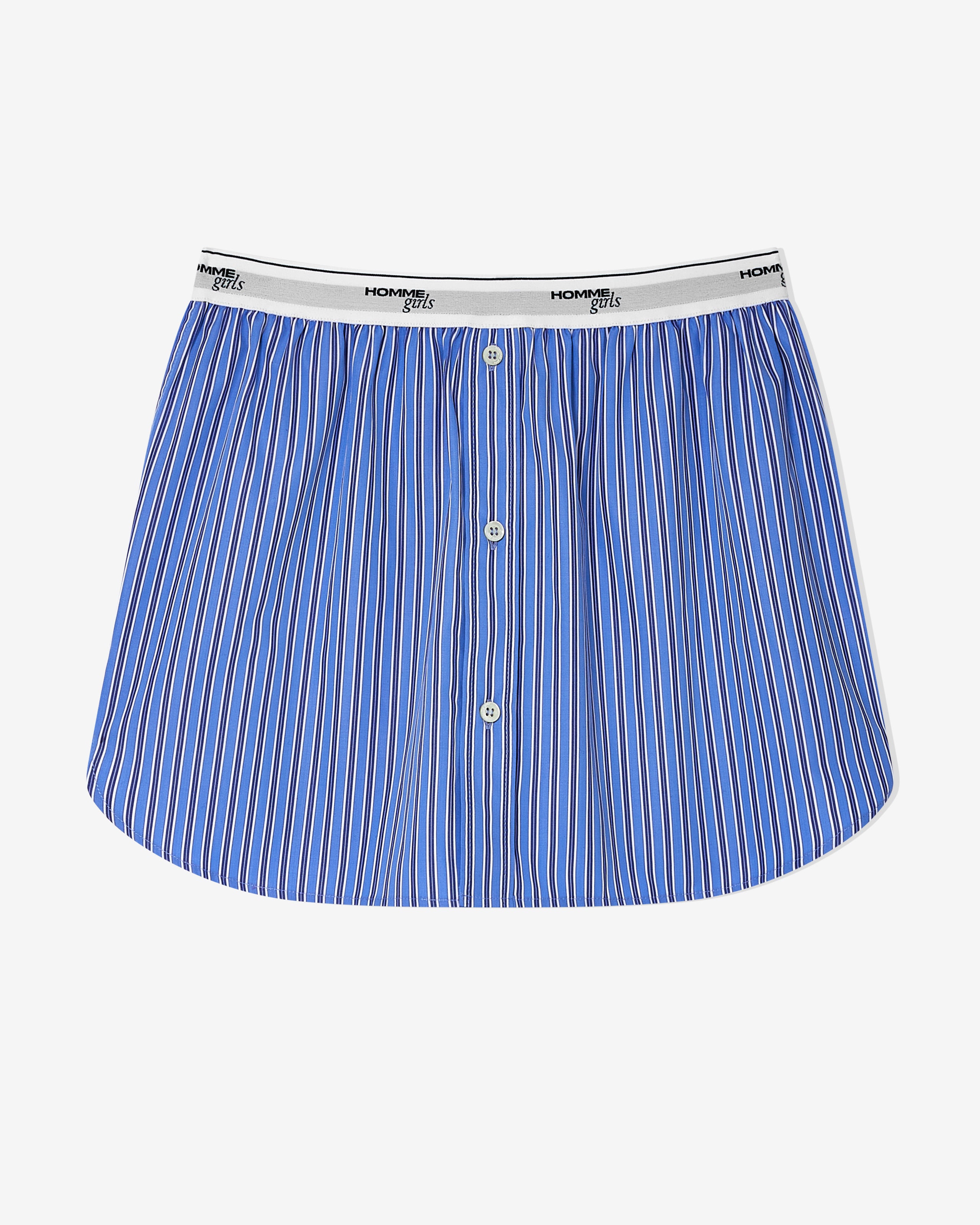 Shirt Tail Mini Skirt in Bold Blue Stripe