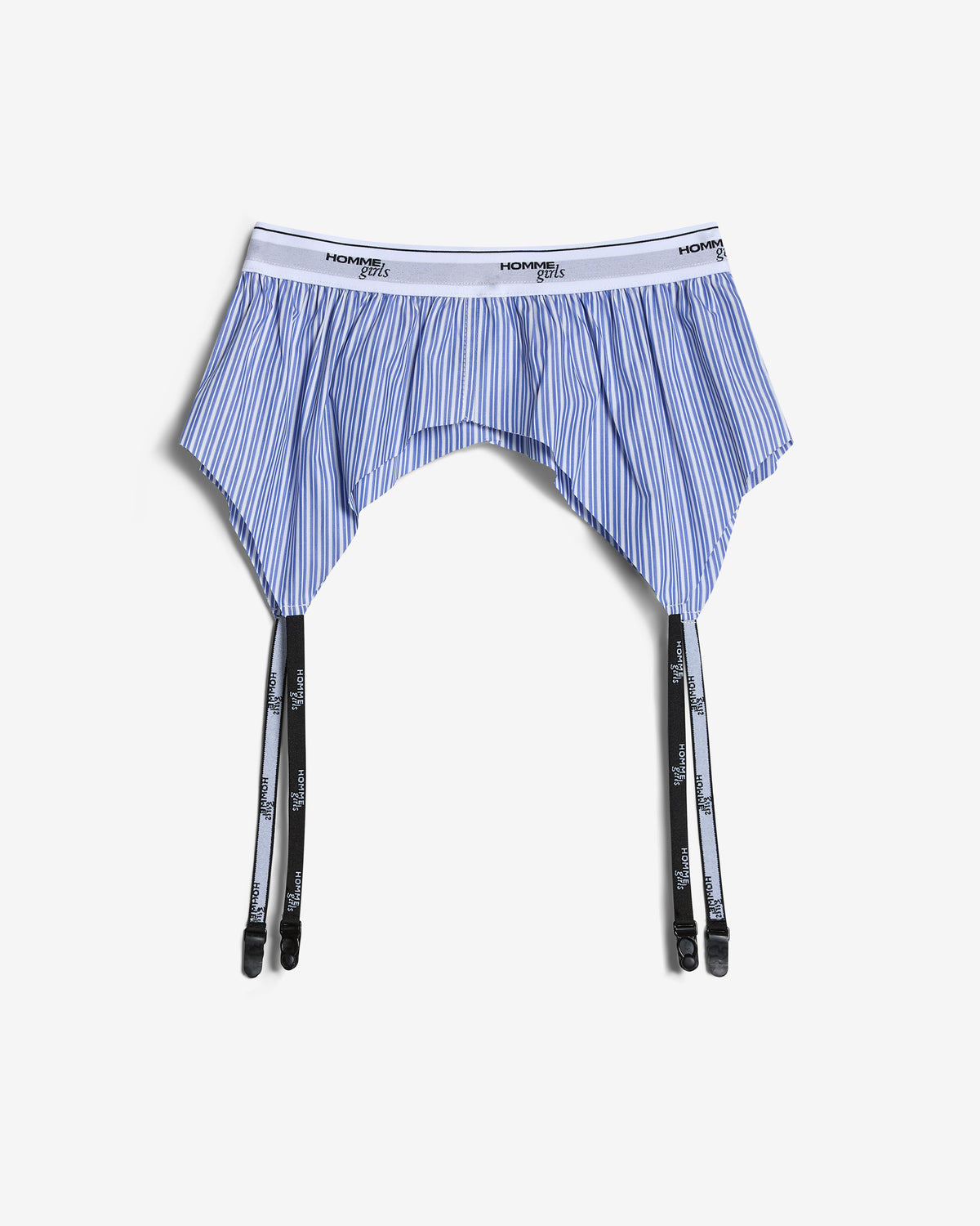 Boxer Garter Belt in Blue Mini Stripe
