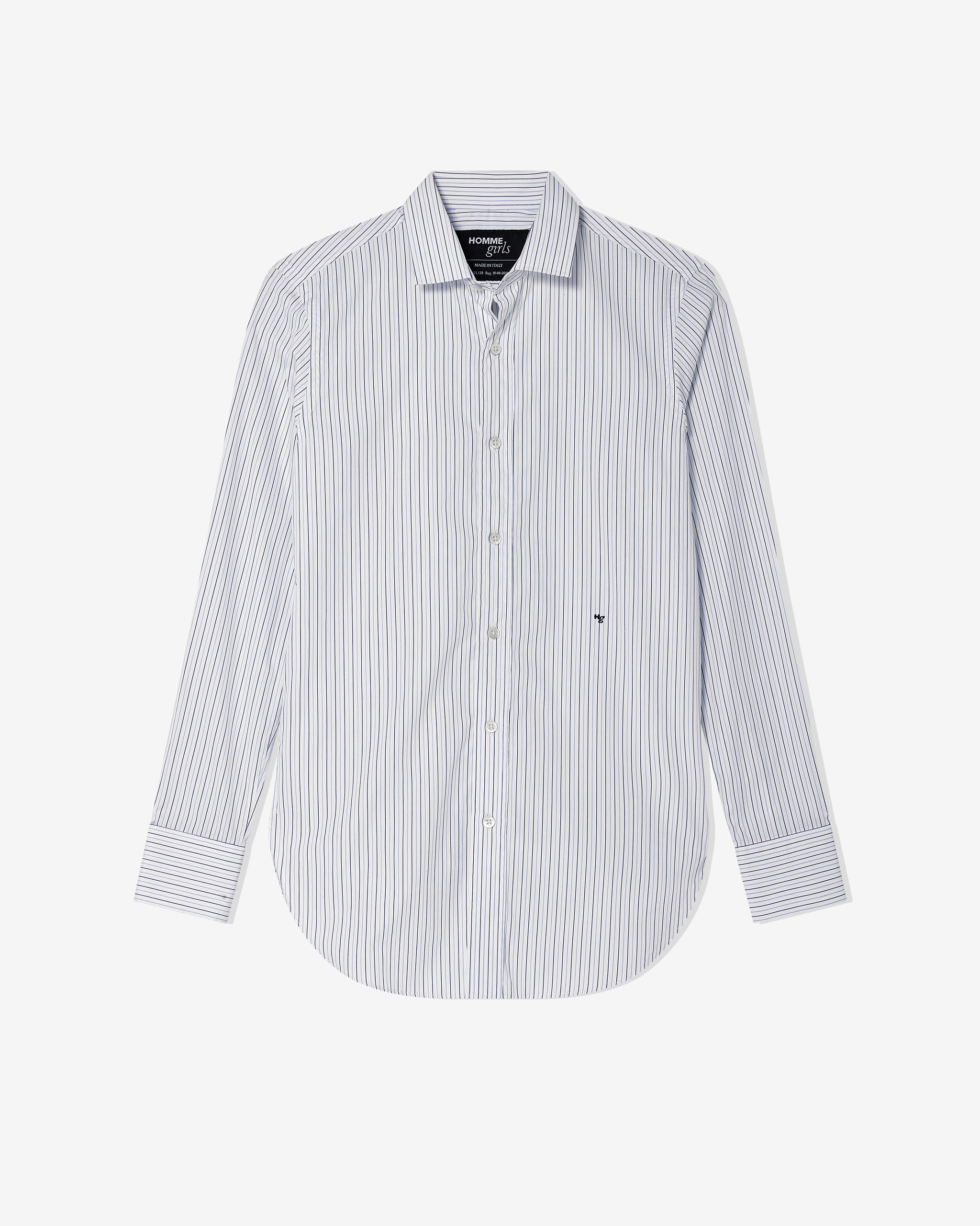 white dress shirt with black stripes Tarinah Front-Split Striped / Navy / XS Contrast Collar Horizontal Stripe Dress