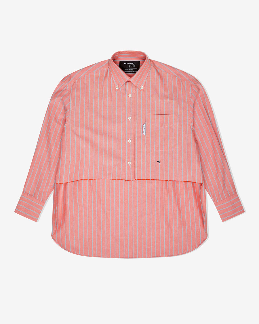 Mullet Shirt in Coral Oxford Stripe