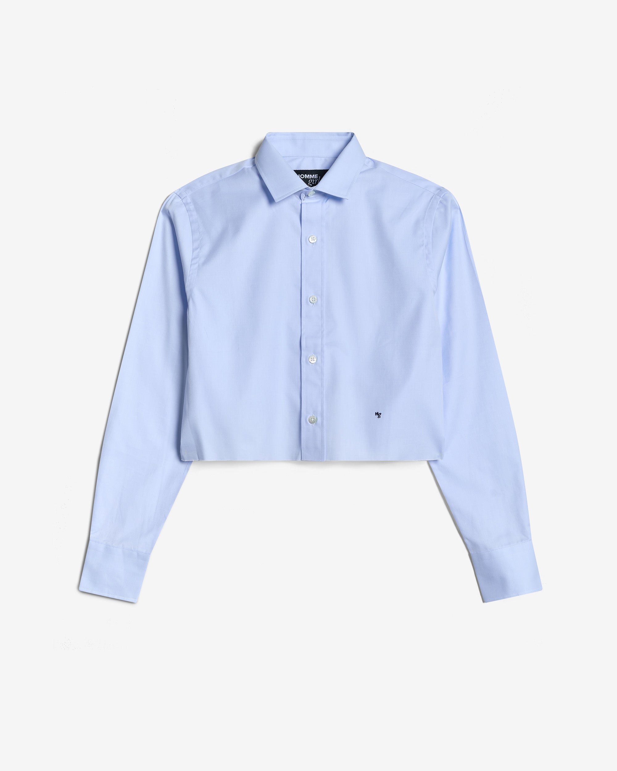 シャツ/ブラウス(長袖/七分) homme girls cropped shirt L blue Cropped Shirt in Chambray Blue – HOMMEGIRLS
