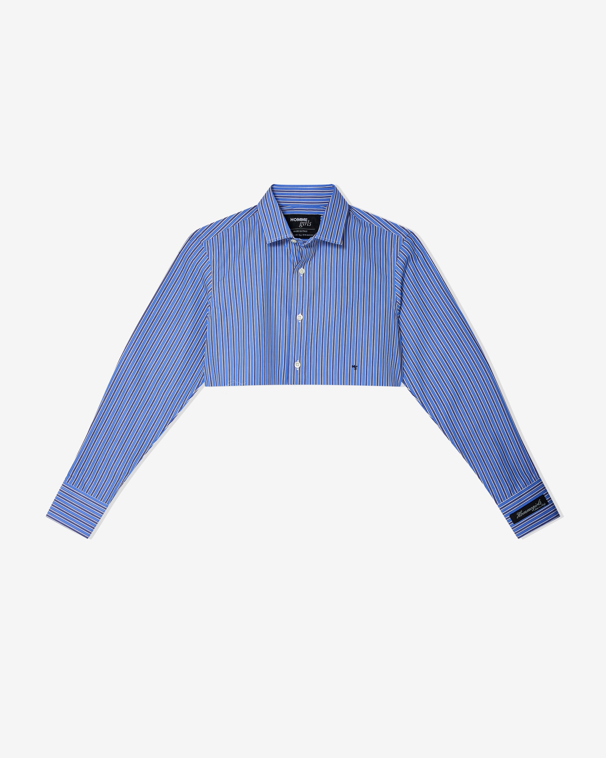 Super Cropped Shirt in Bold Blue Stripe