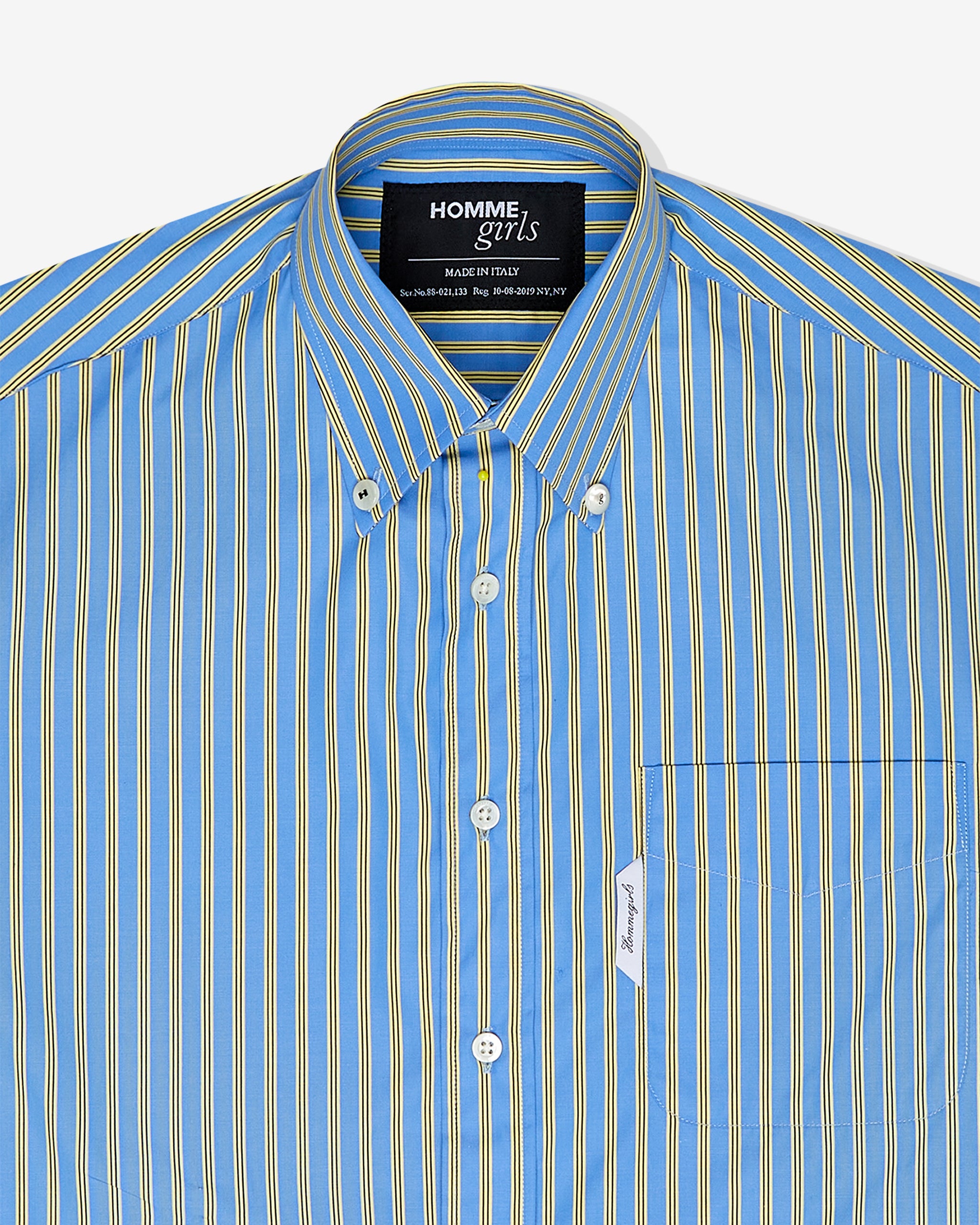 Mullet Shirt in Yellow Blue Stripe