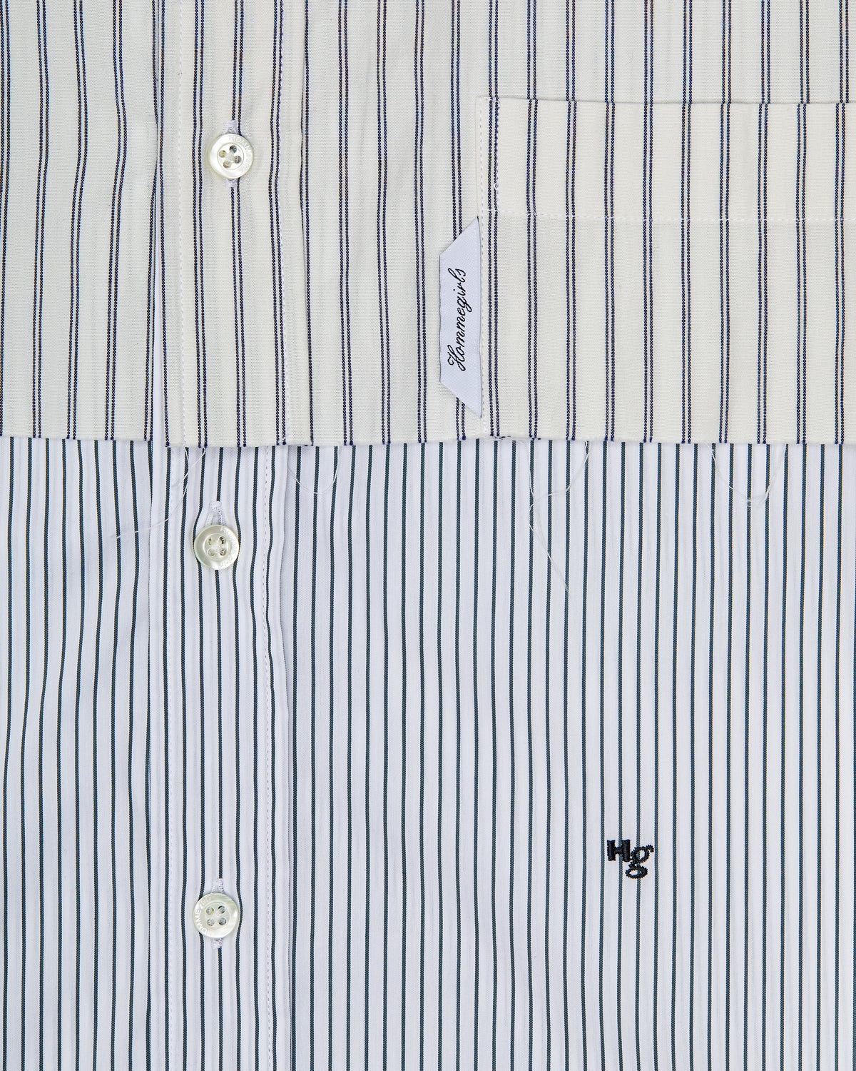 Long Sleeve Layered Shirt in White Stripe