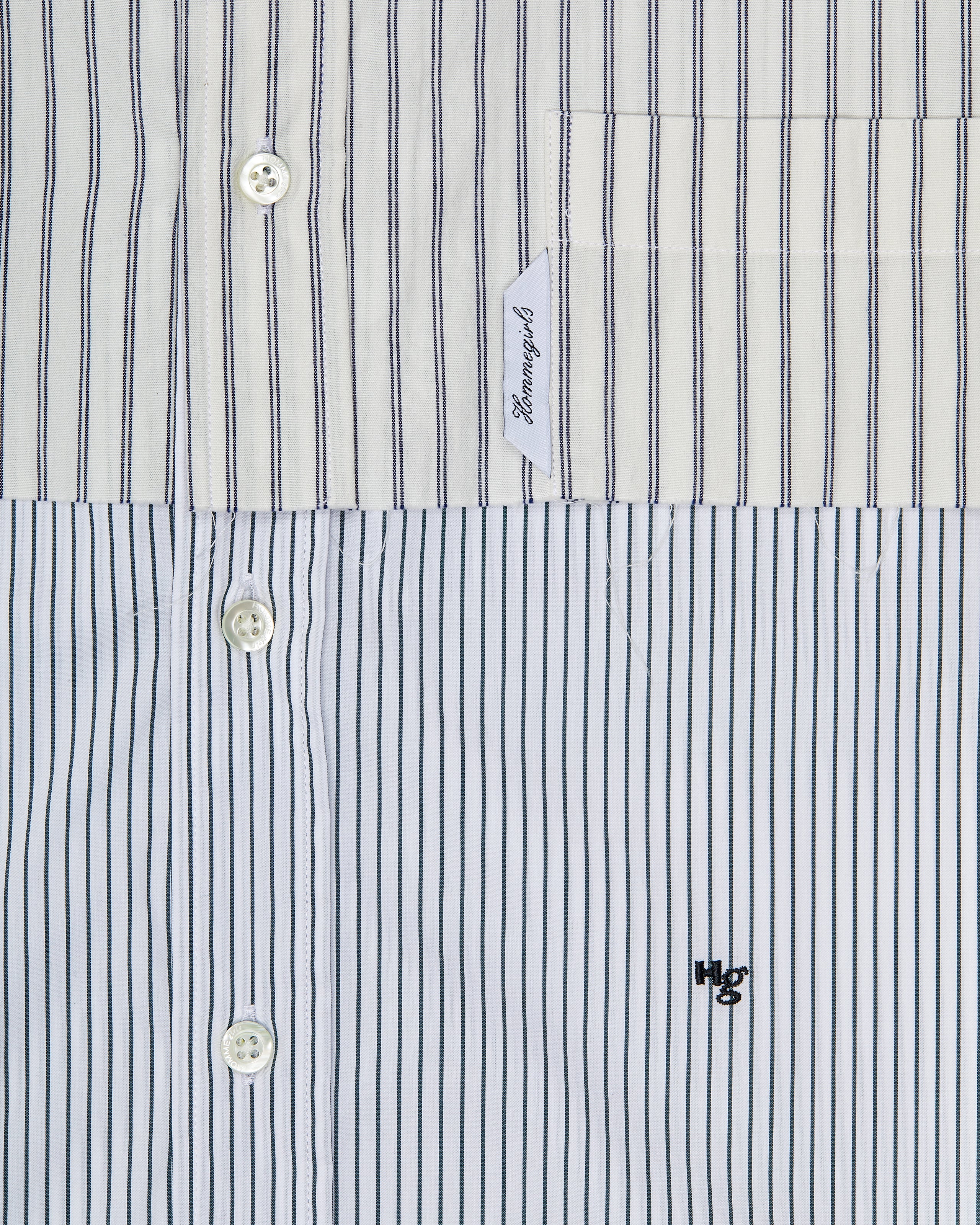 Long Sleeve Layered Shirt in White Stripe