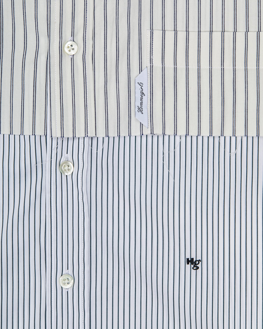 Long Sleeve Layered Shirt in White Stripe