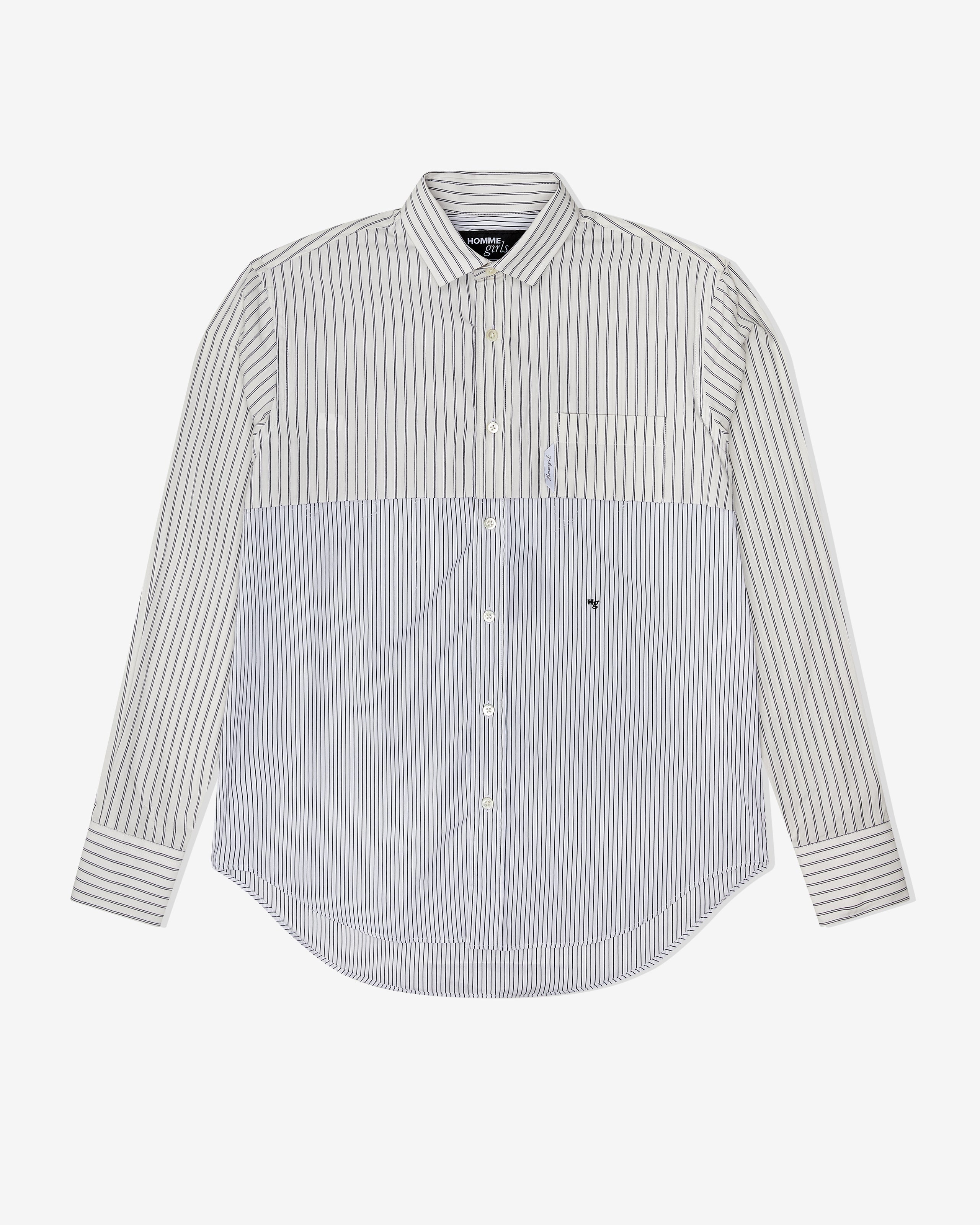 Long Sleeve Layered Shirt in White Stripe