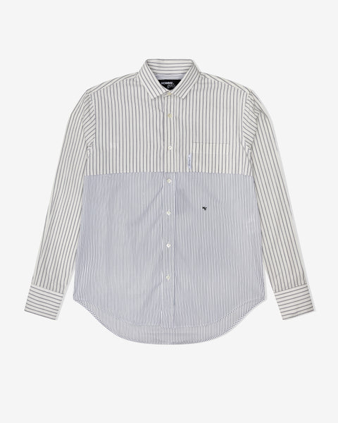 Long Sleeve Layered Shirt in White Stripe HOMMEGIRLS Long Sleeve Layered Shirt in White Stripe HOMMEGIRLS