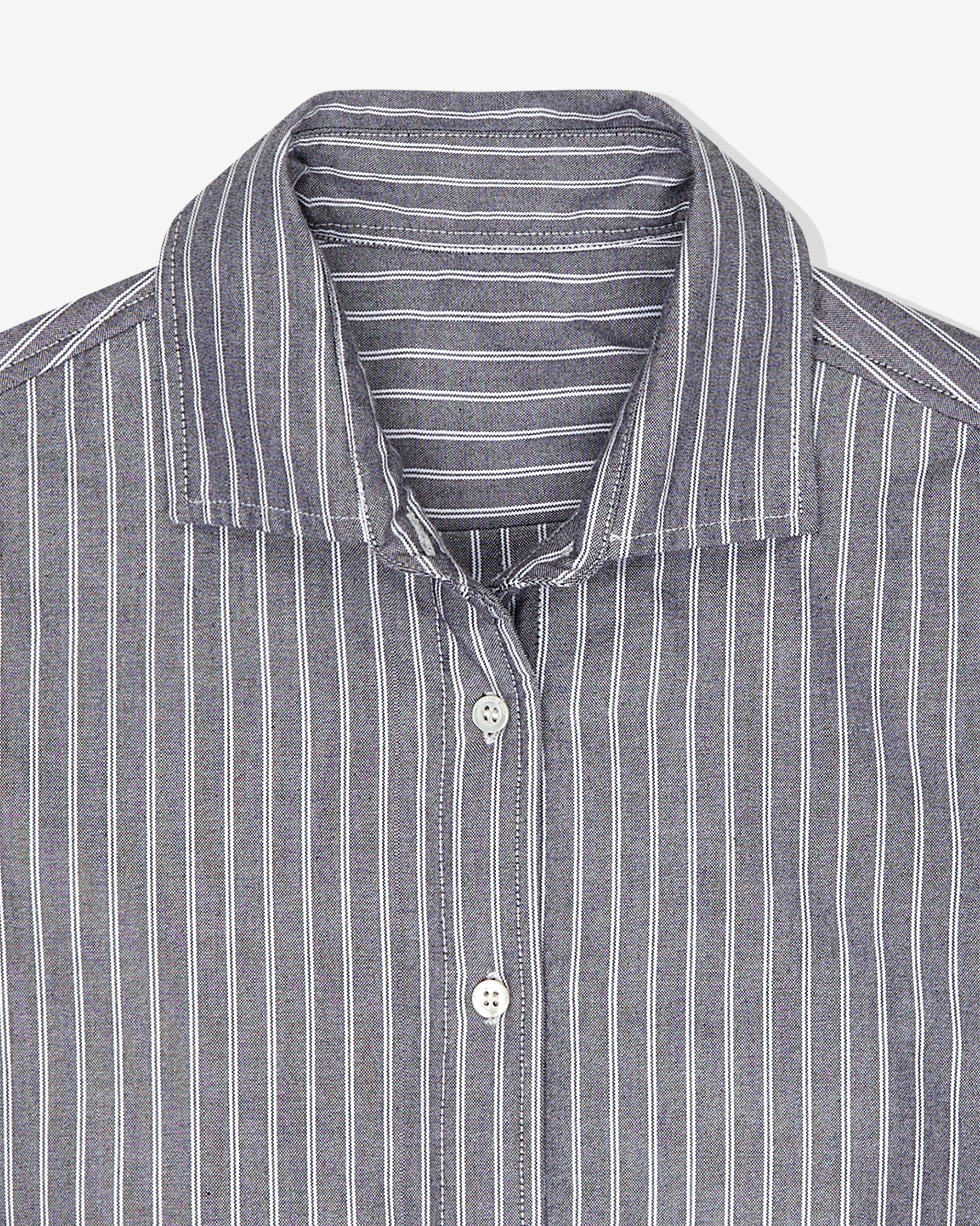 Shirt Bomber Jacket in Grey Stripe Oxford