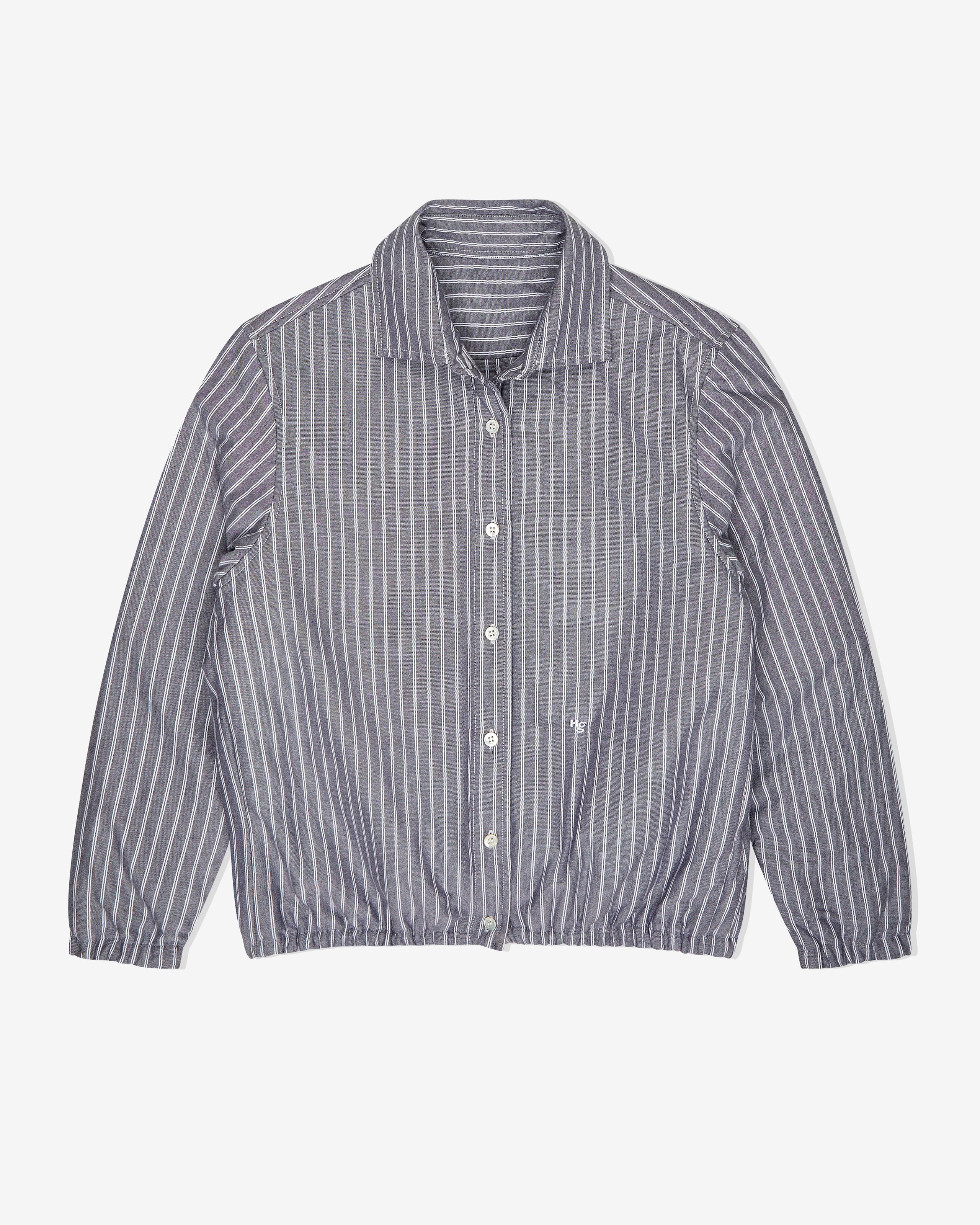 Shirt Bomber Jacket in Black Stripe Oxford