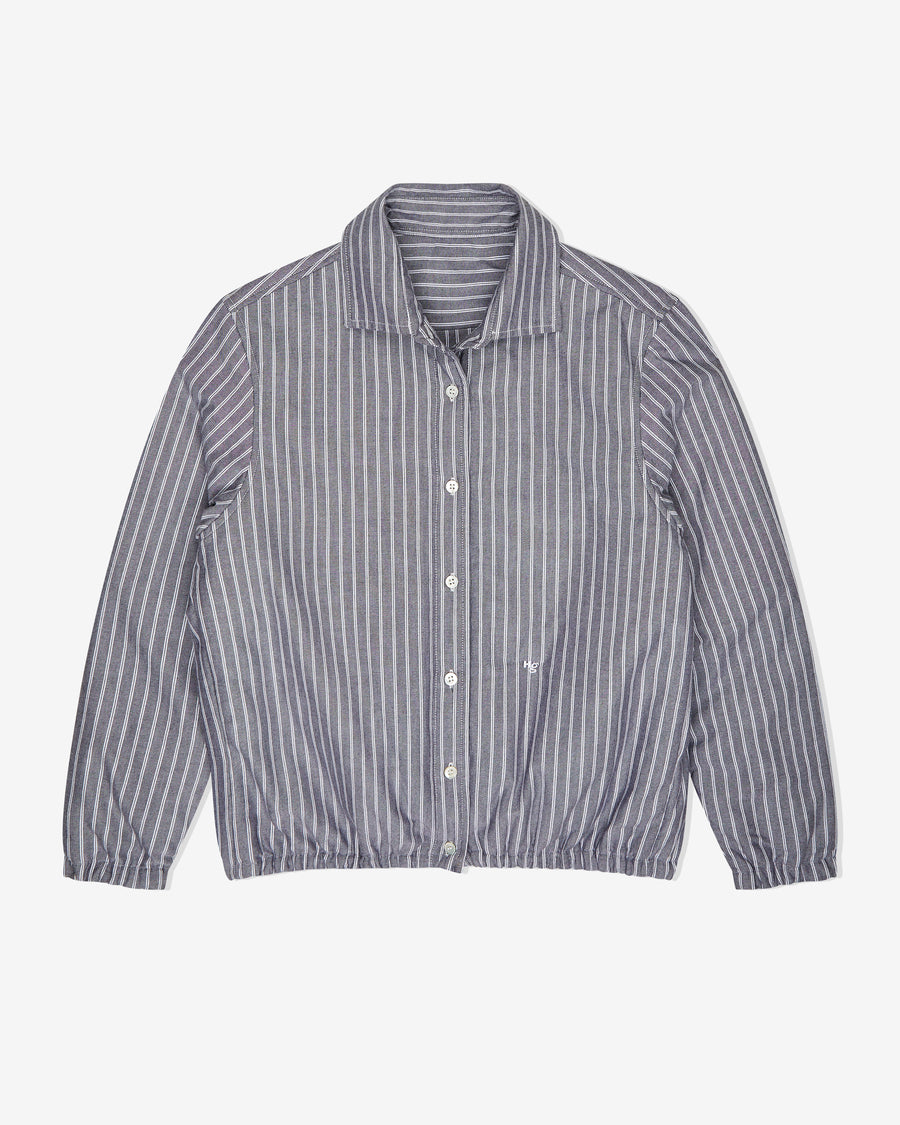 Shirt Bomber Jacket in Black Stripe Oxford