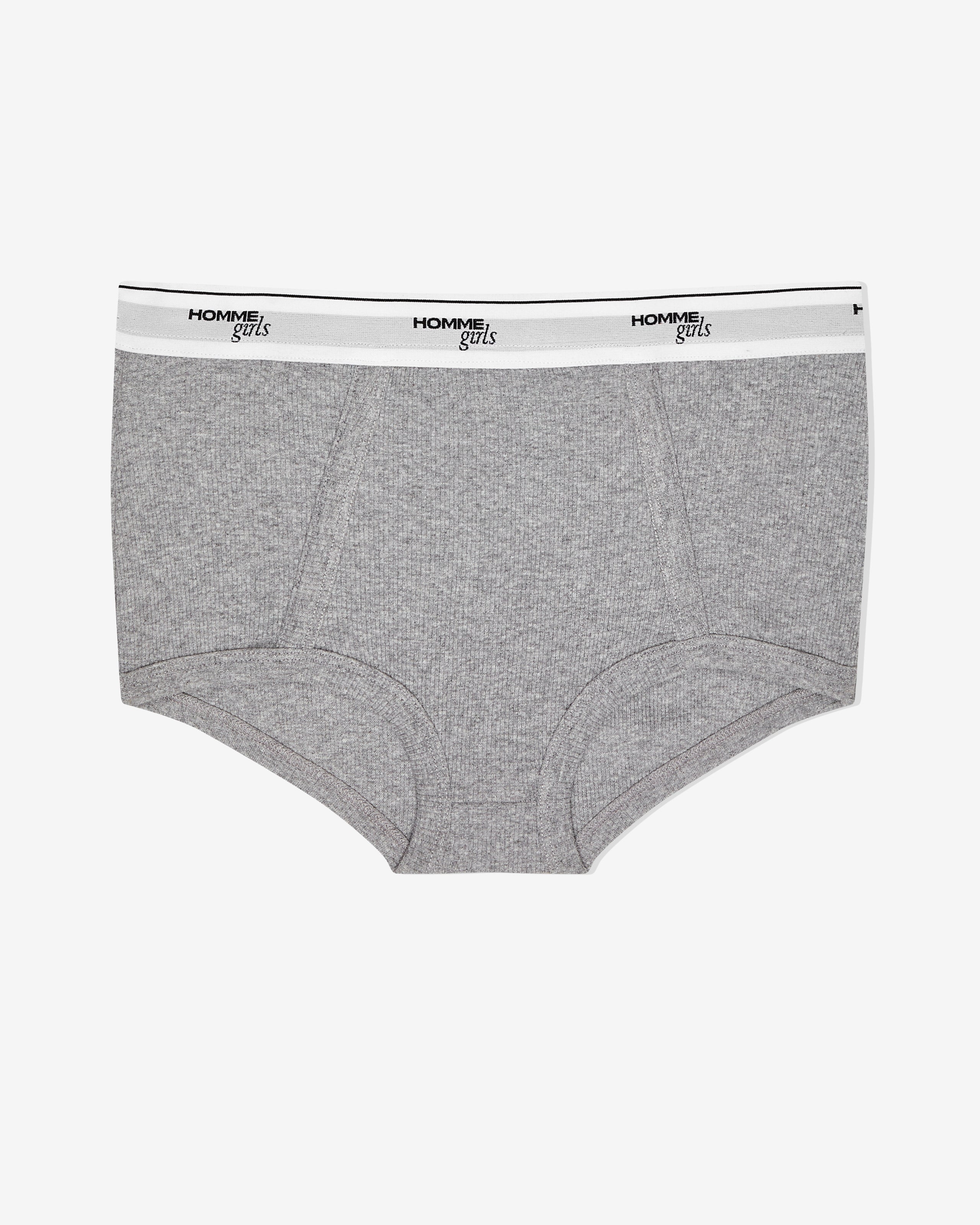 Ribbed Jersey Boy Brief in Heather Grey