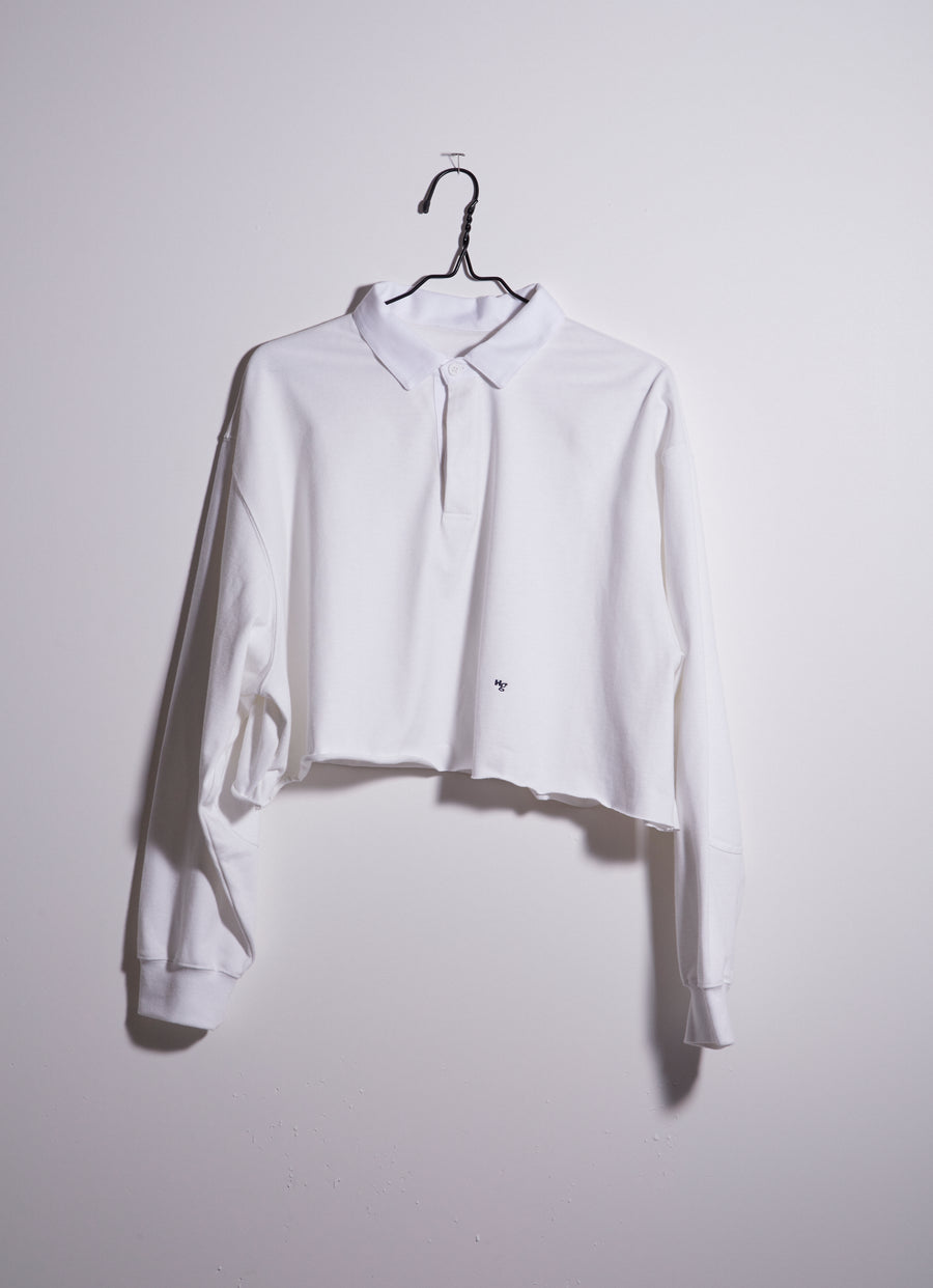 Cropped Rugby Shirt in White