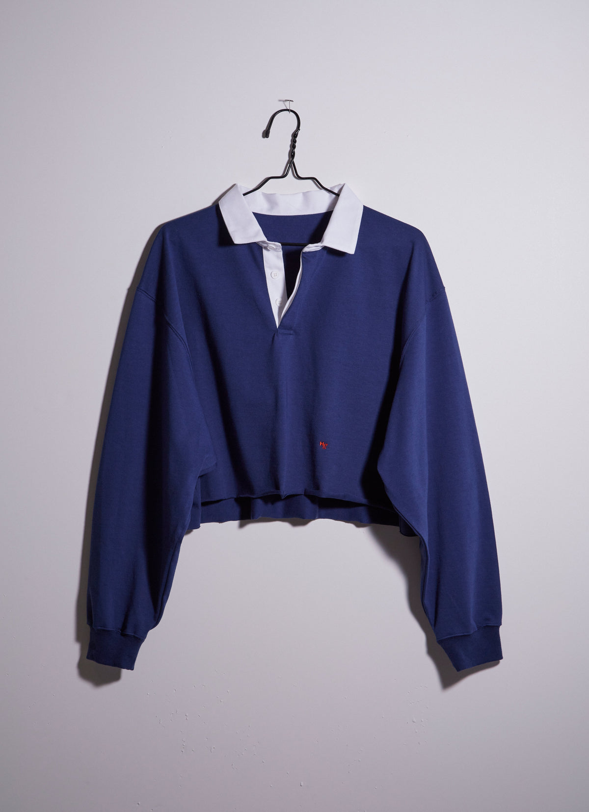 Cropped Rugby Shirt in Navy