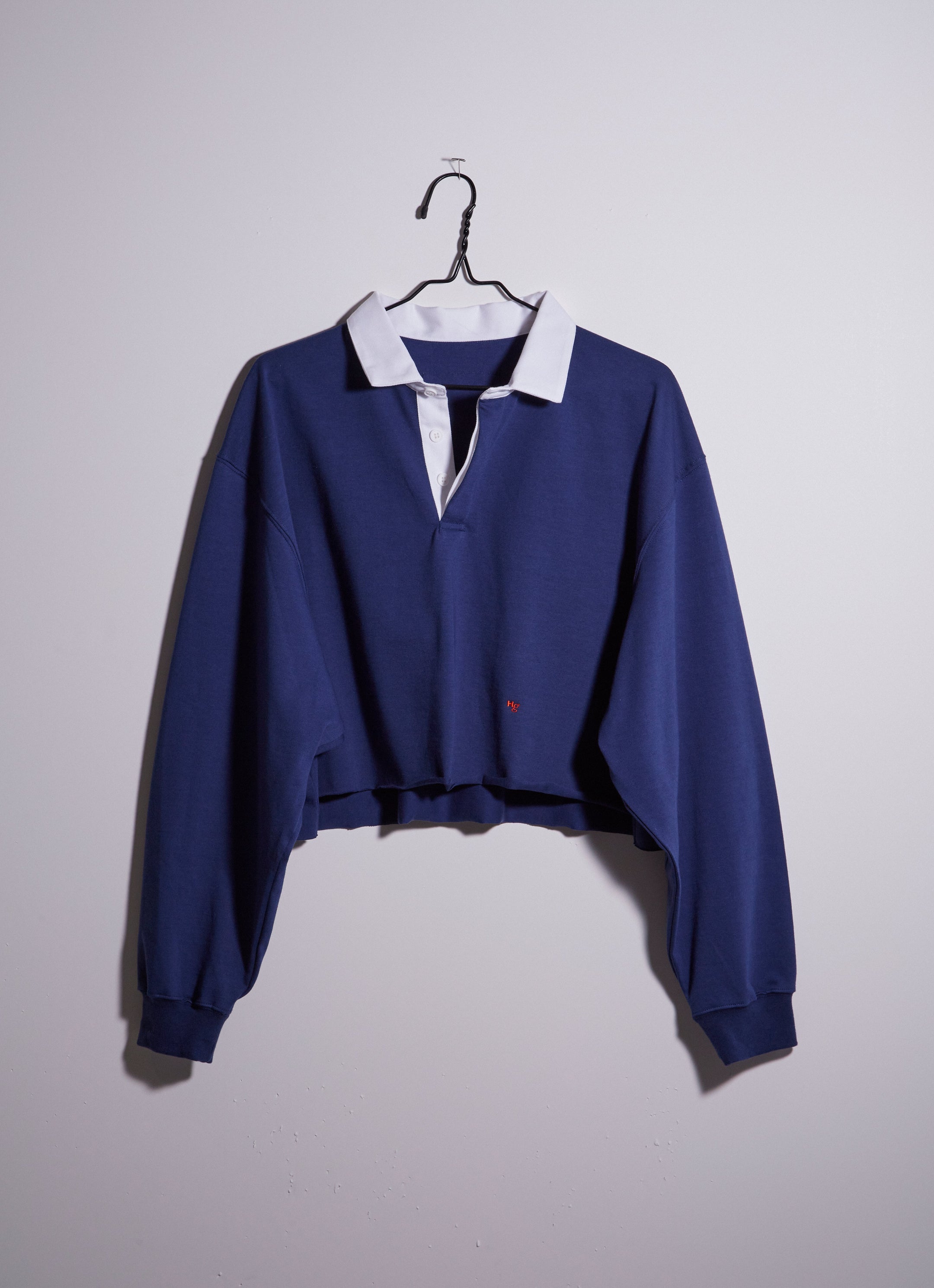Cropped Rugby Shirt in Navy