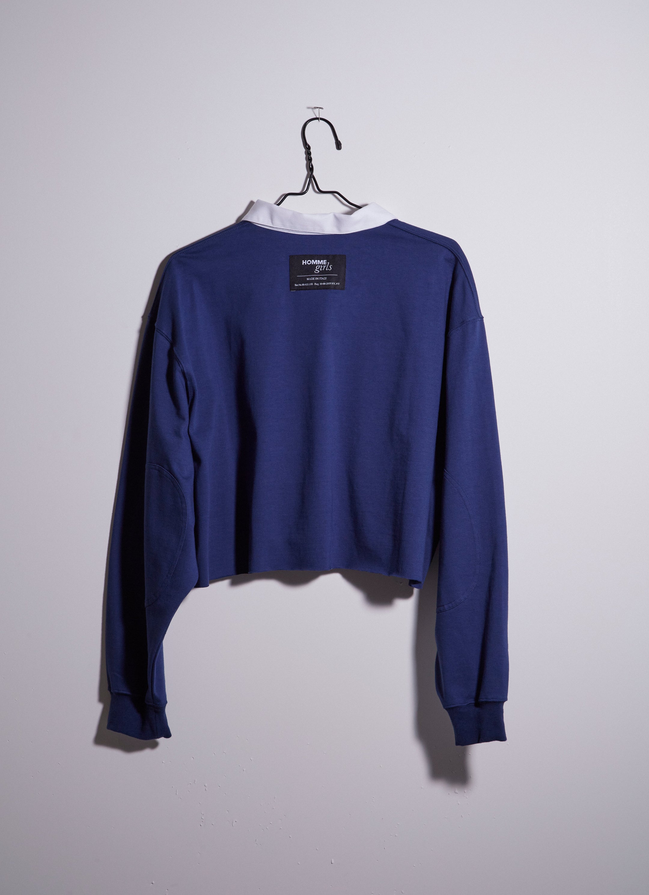 Cropped Rugby Shirt in Navy