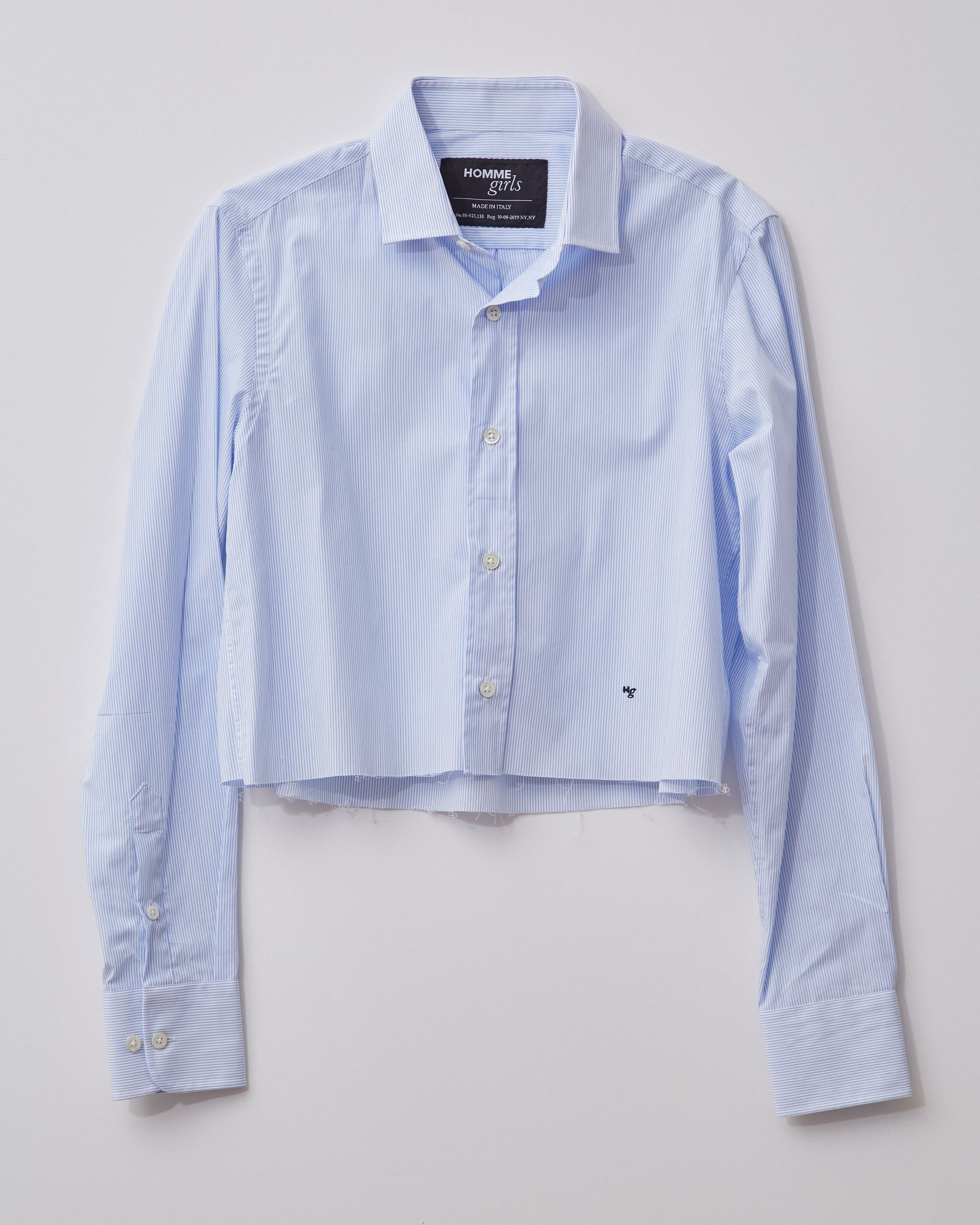 Cropped Shirt in Mini Stripe