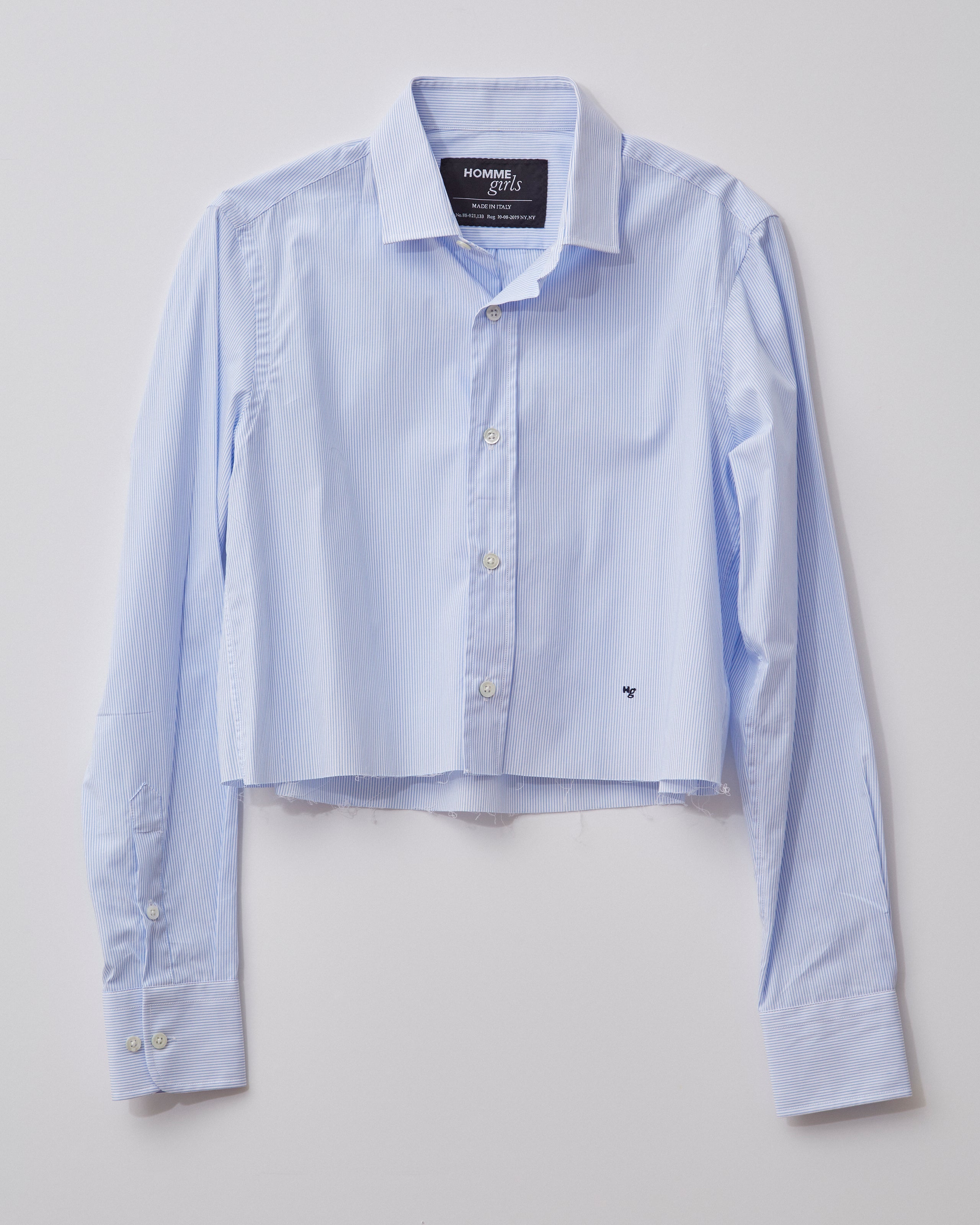 Cropped Shirt in Mini Stripe