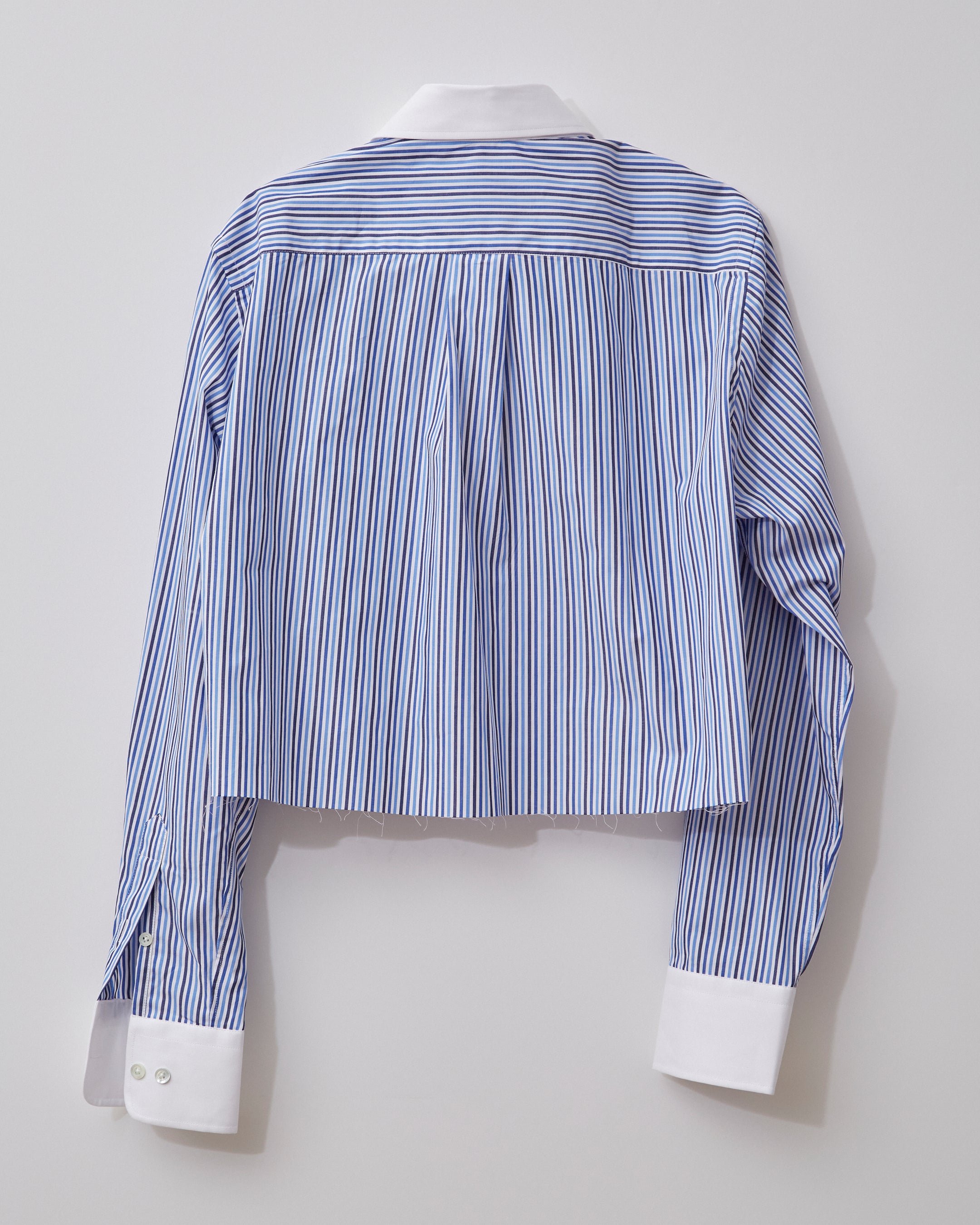 Multi Blue Stripe Cropped Shirt