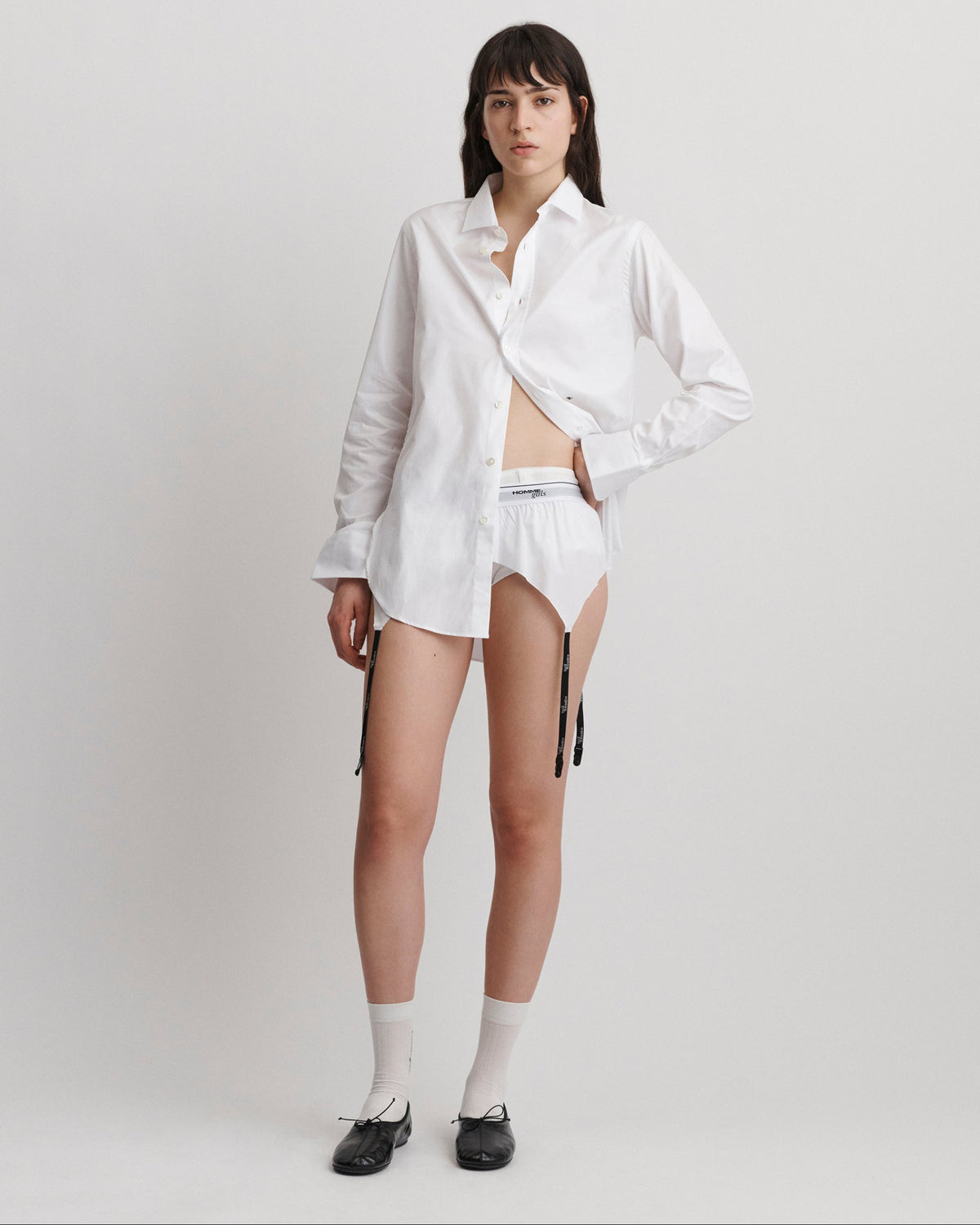 Boxer Garter Belt in White HOMMEGIRLS Boxer Garter Belt in White HOMMEGIRLS