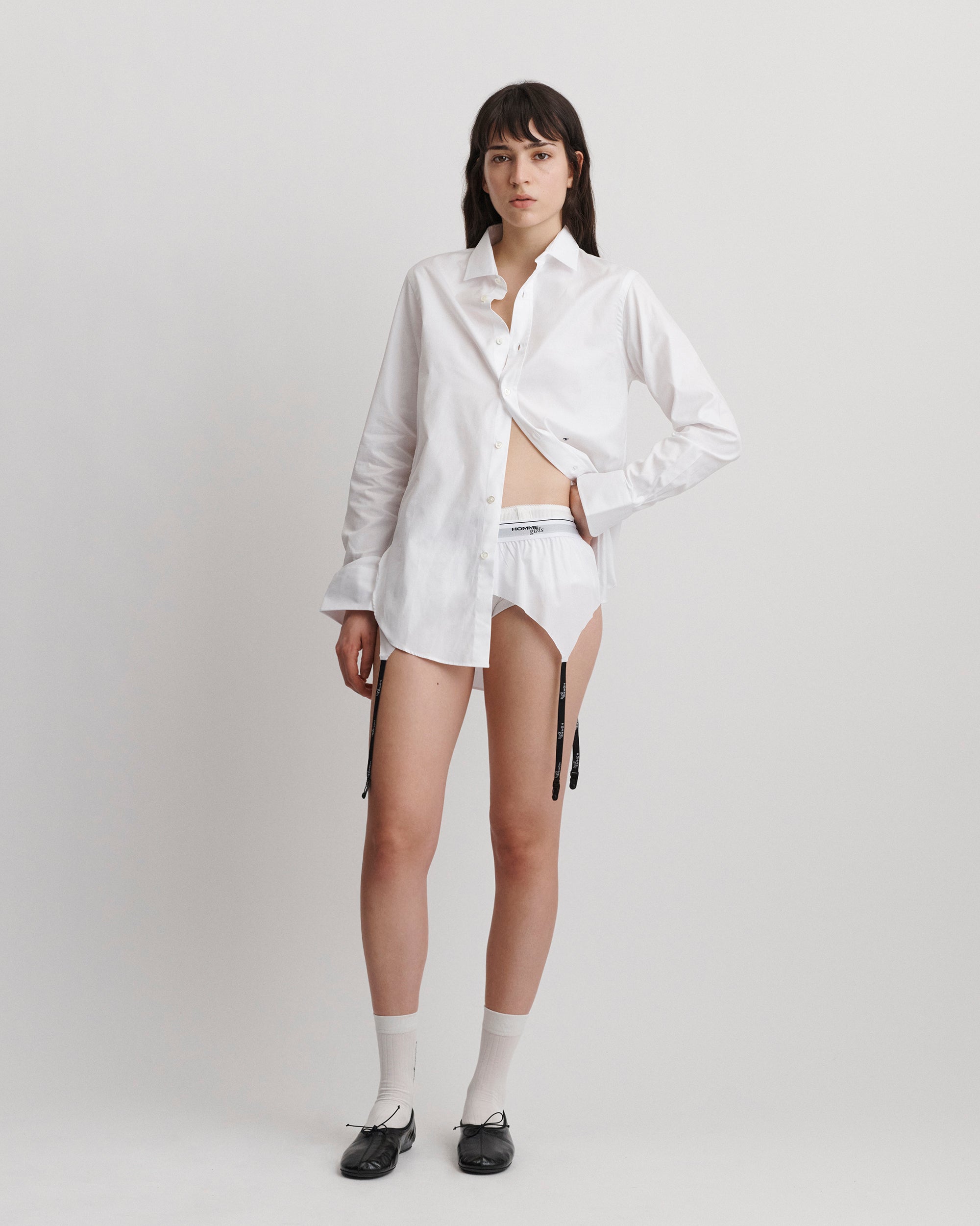 Boxer Garter Belt in White