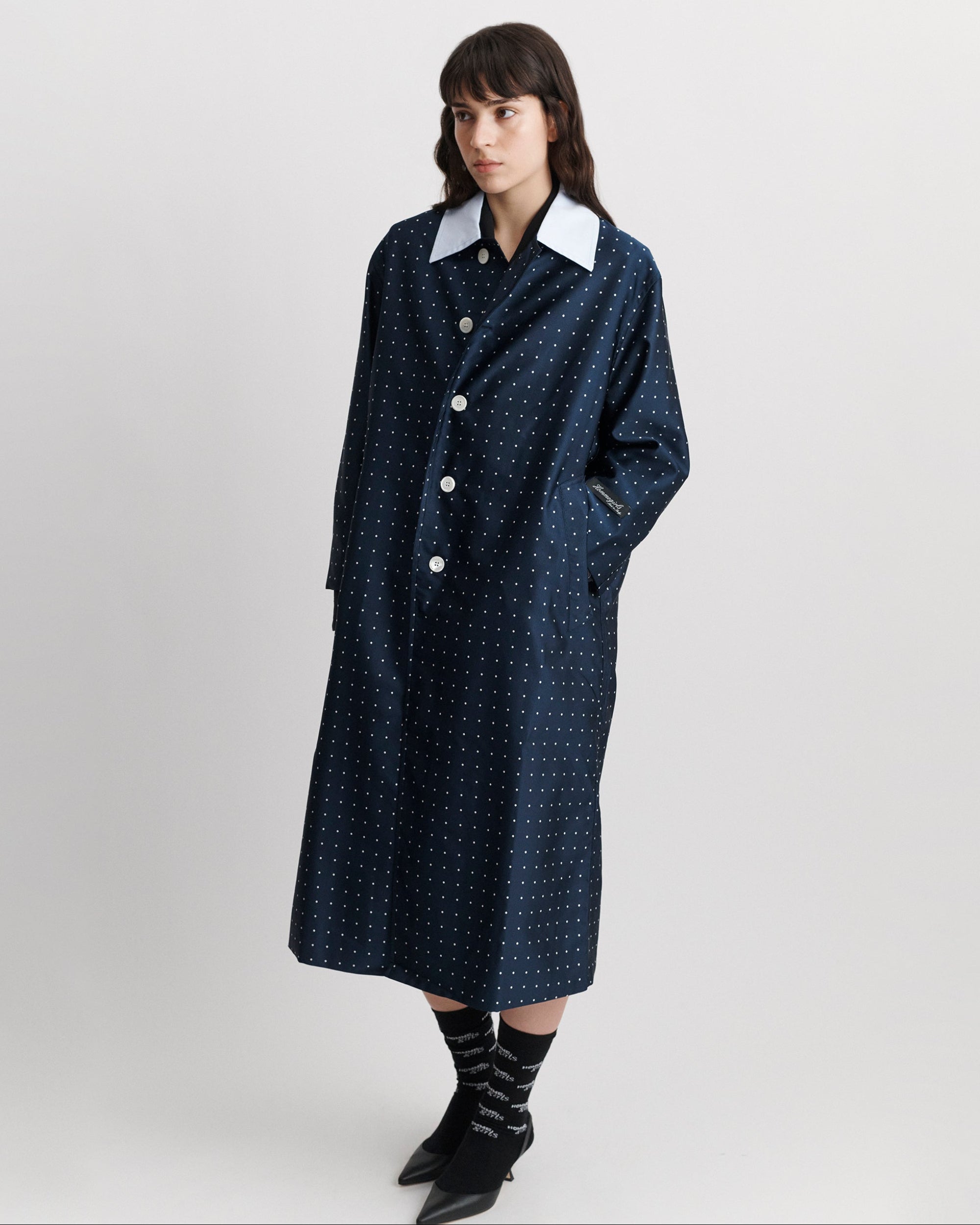 Swing Coat in Navy Polka Dot – HOMMEGIRLS