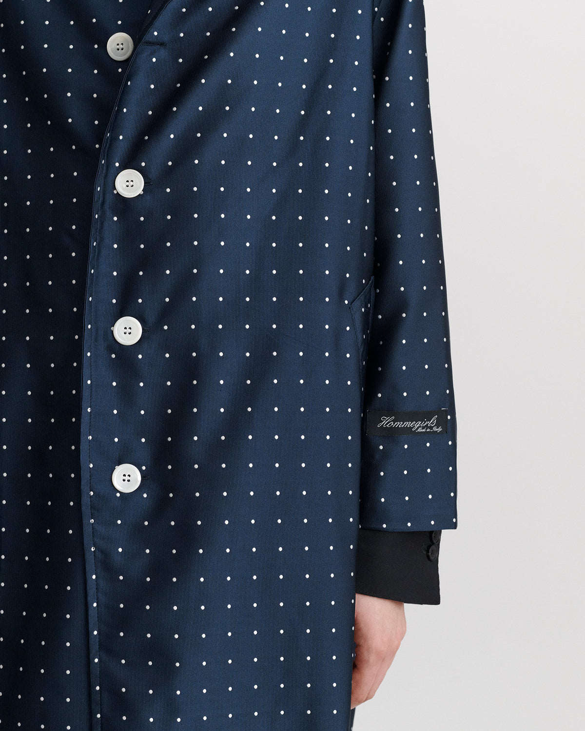 Swing Coat in Navy Polka Dot