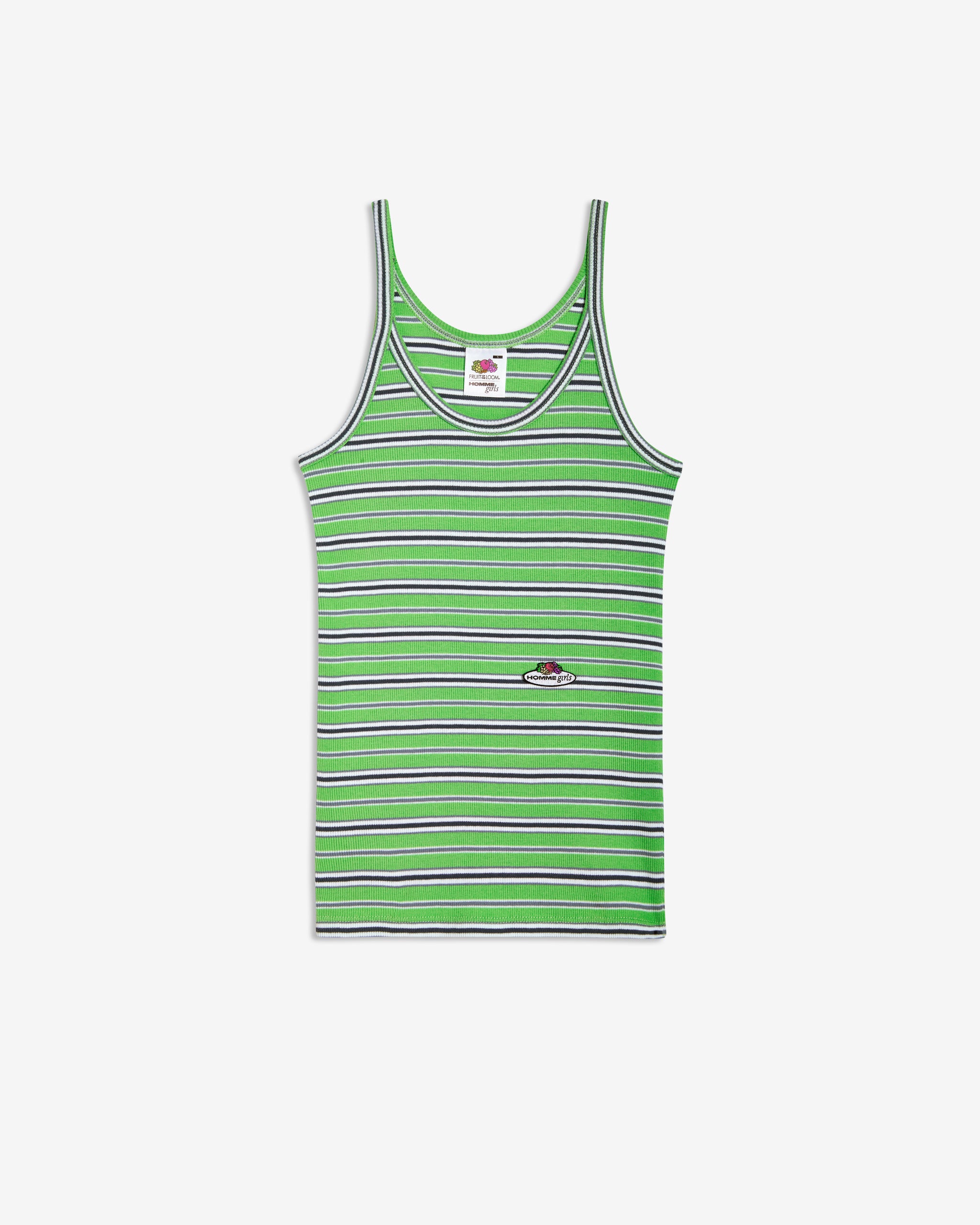 HOMMEGIRLS X Fruit of the Loom Striped Cami Tank Top in Green