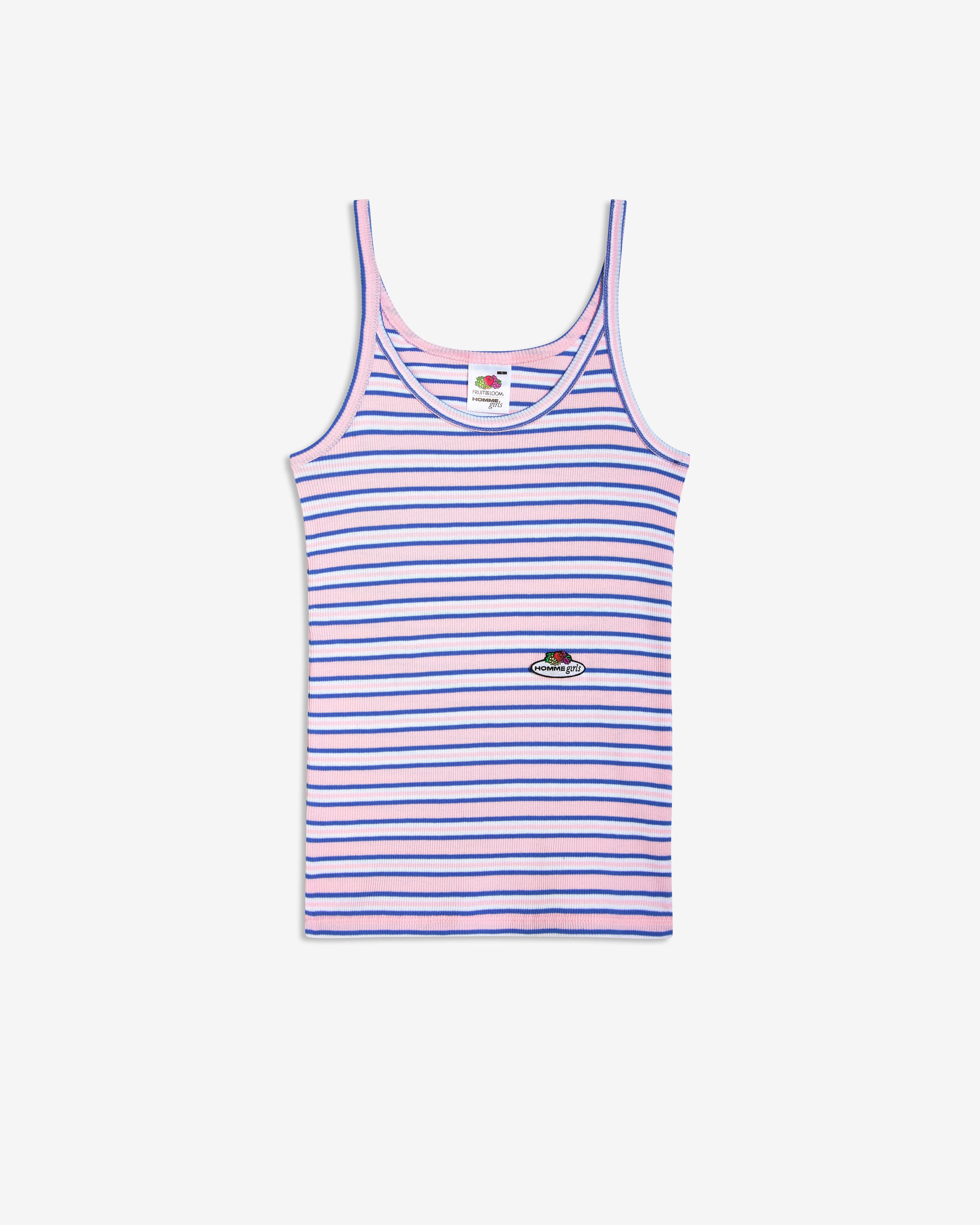 HOMMEGIRLS X Fruit of the Loom Striped Cami Tank Top in Pink
