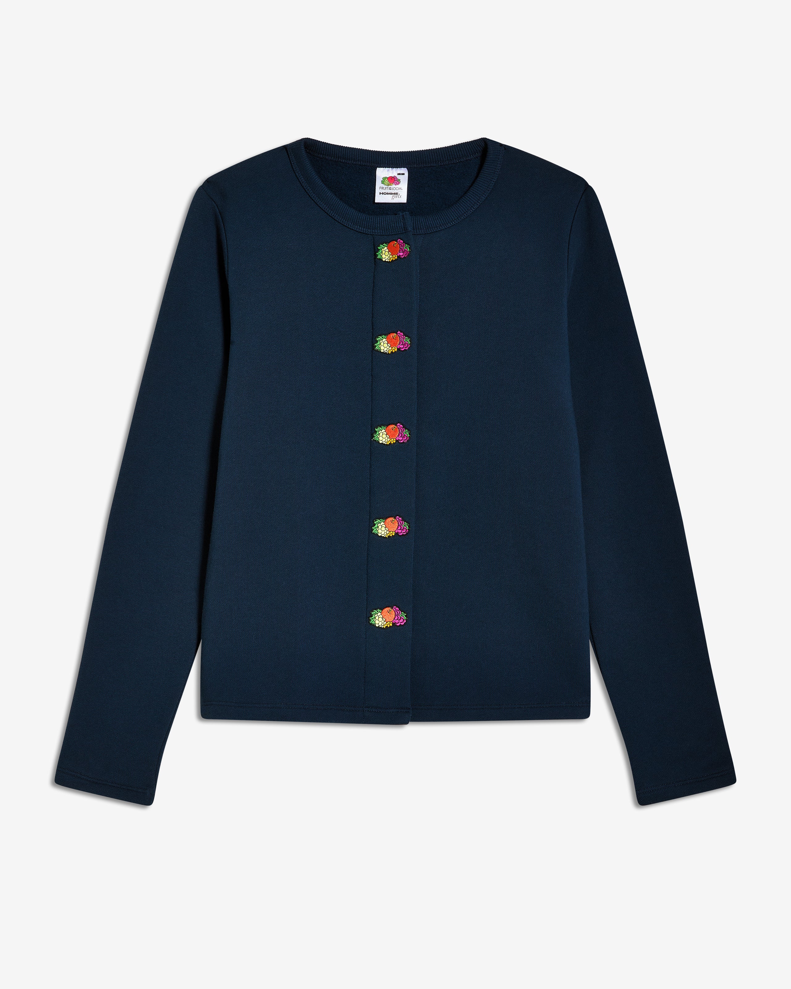 HOMMEGIRLS X FRUIT OF THE LOOM Snap Terry Cardigan in Dark Navy
