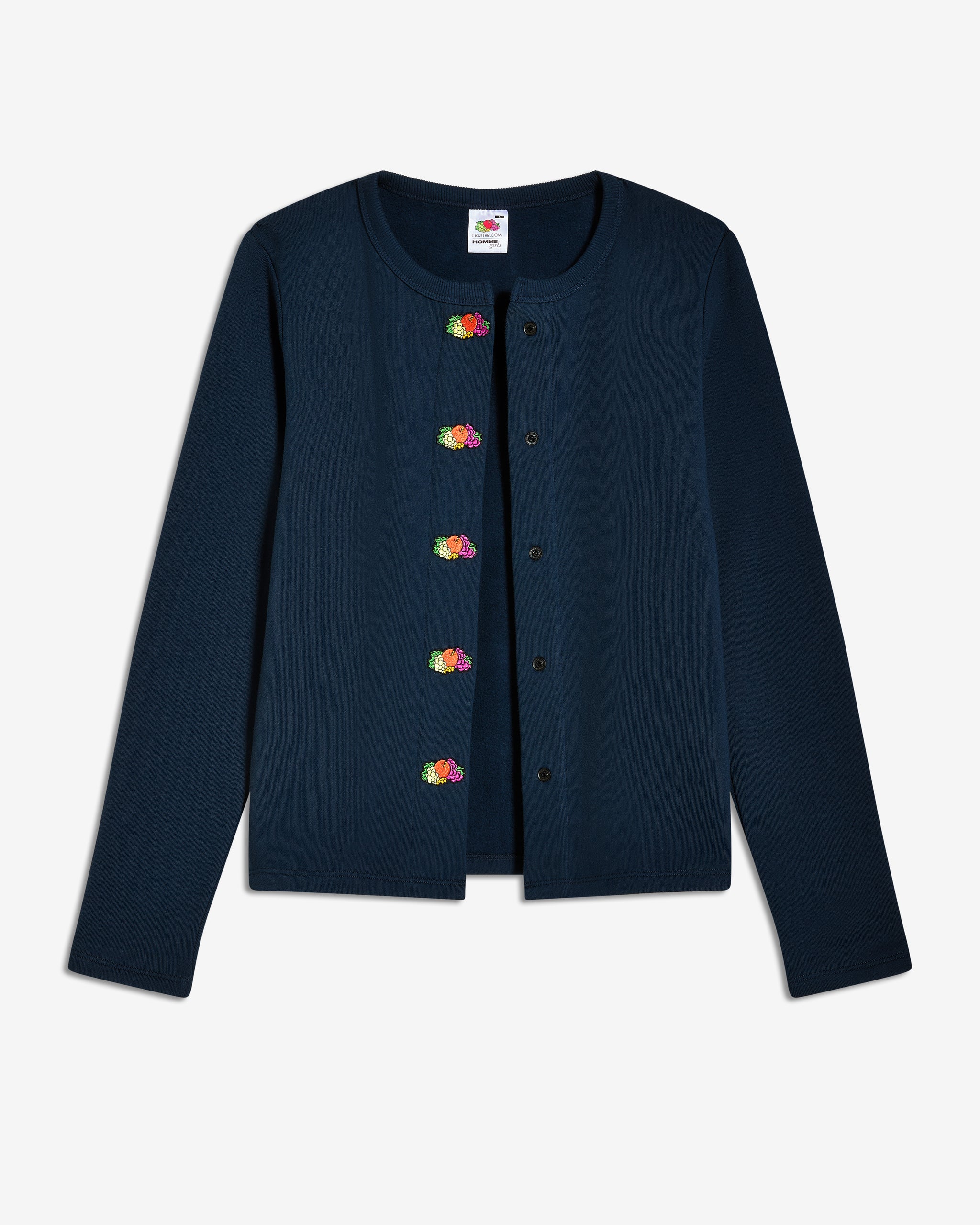 HOMMEGIRLS X FRUIT OF THE LOOM Snap Terry Cardigan in Dark Navy
