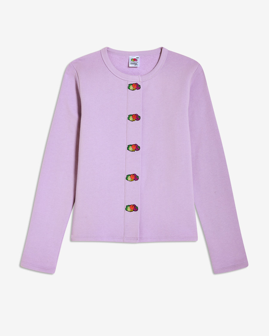 HOMMEGIRLS X FRUIT OF THE LOOM Snap Terry Cardigan in Lavender