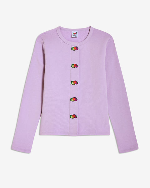 HOMMEGIRLS X FRUIT OF THE LOOM Snap Terry Cardigan in Lavender