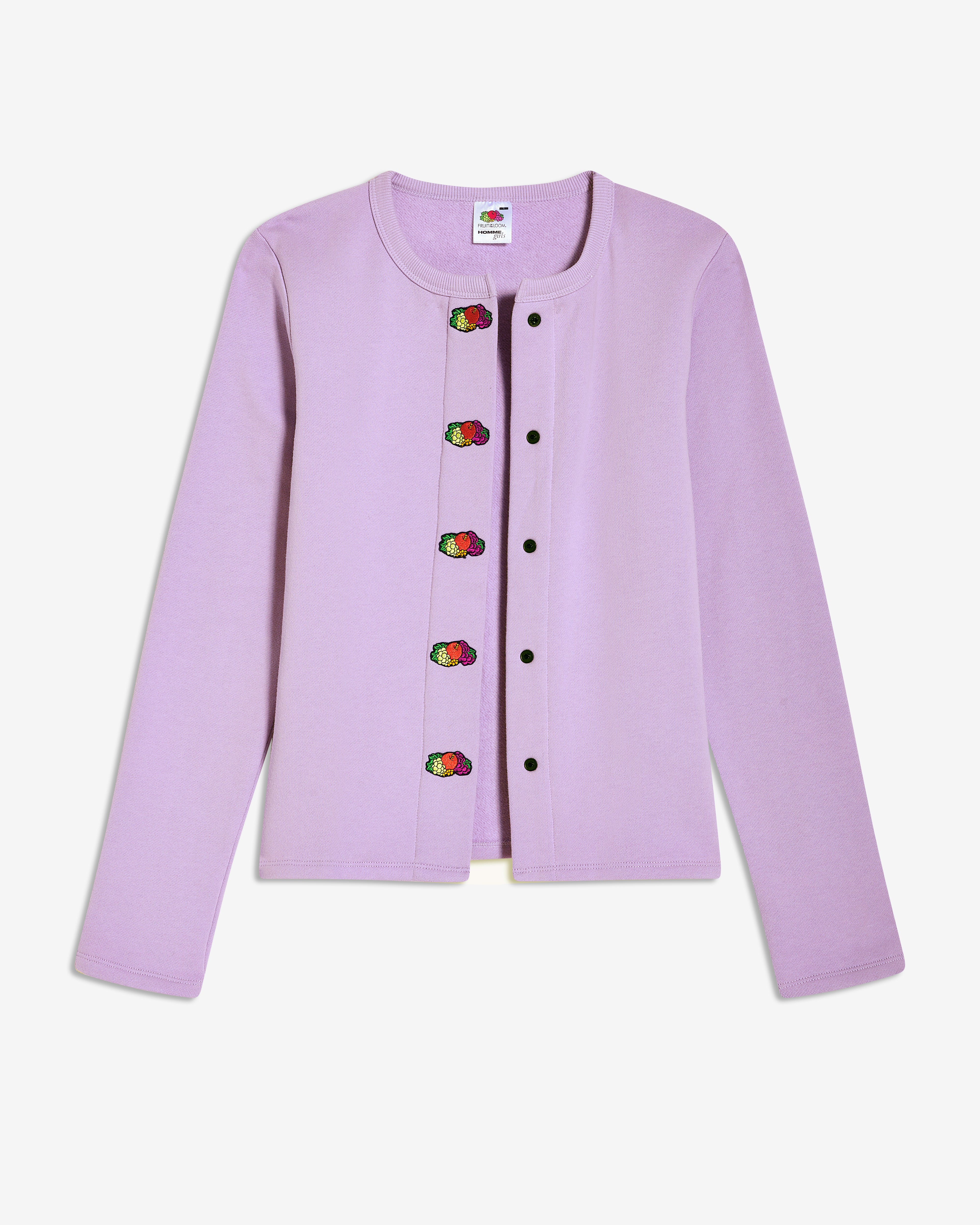 HOMMEGIRLS X FRUIT OF THE LOOM Snap Terry Cardigan in Lavender