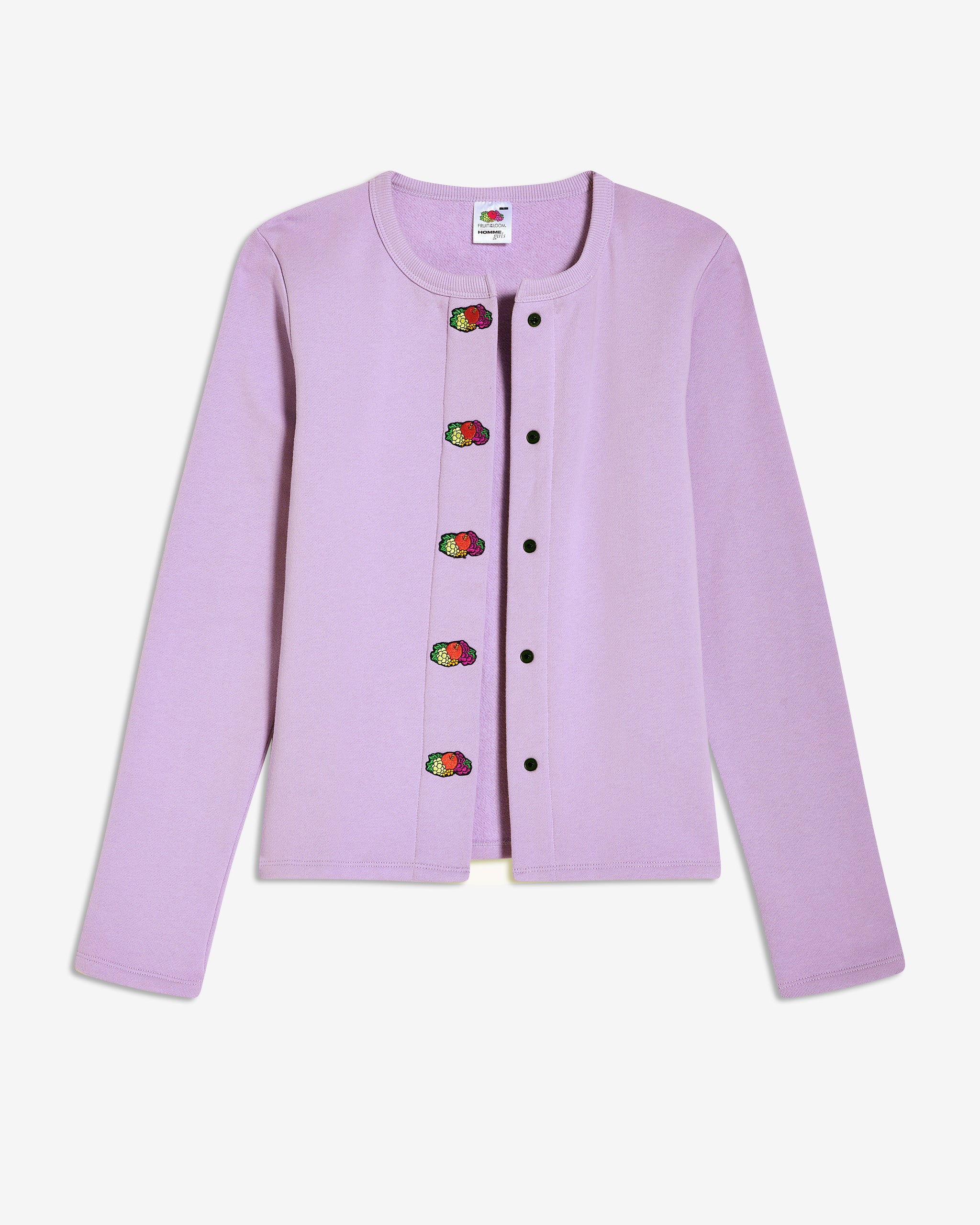 HOMMEGIRLS X FRUIT OF THE LOOM Snap Terry Cardigan in Lavender
