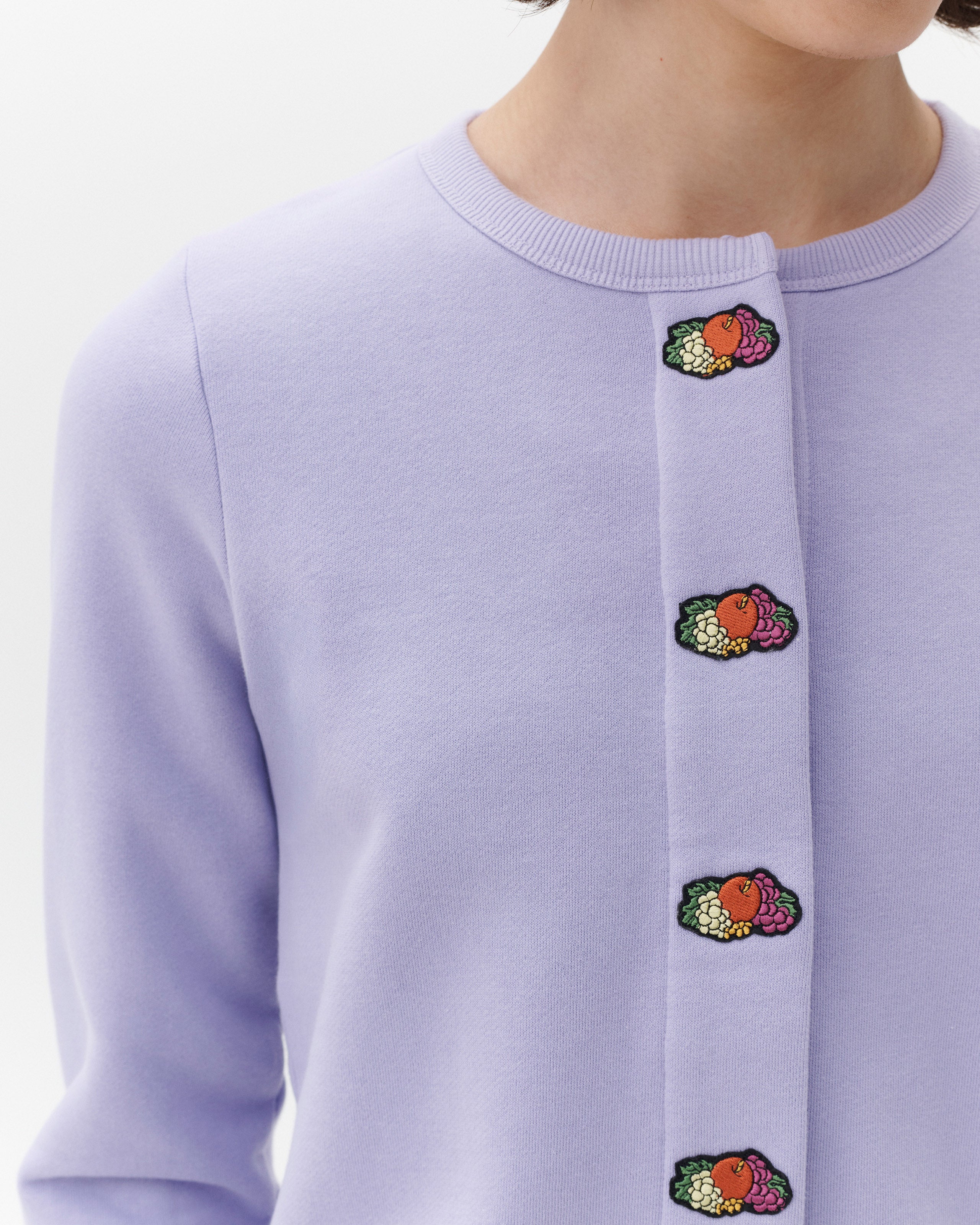HOMMEGIRLS X FRUIT OF THE LOOM Snap Terry Cardigan in Lavender