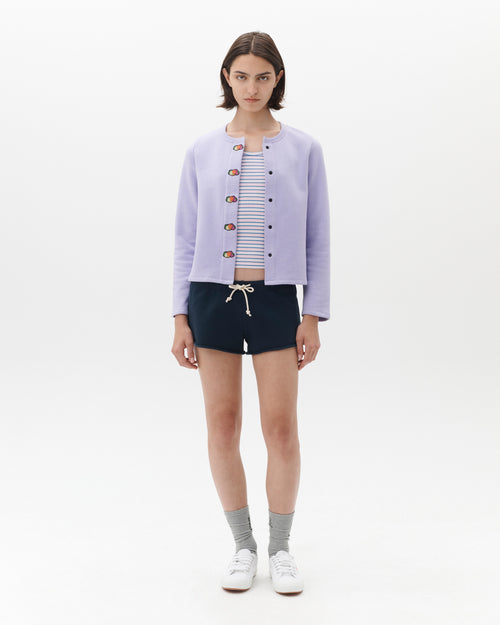 HOMMEGIRLS X FRUIT OF THE LOOM Snap Terry Cardigan in Lavender